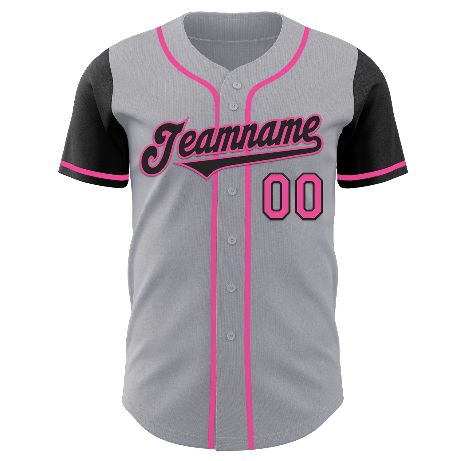 Custom Gray Black-Pink Authentic Two Tone Baseball Jersey - Image 2