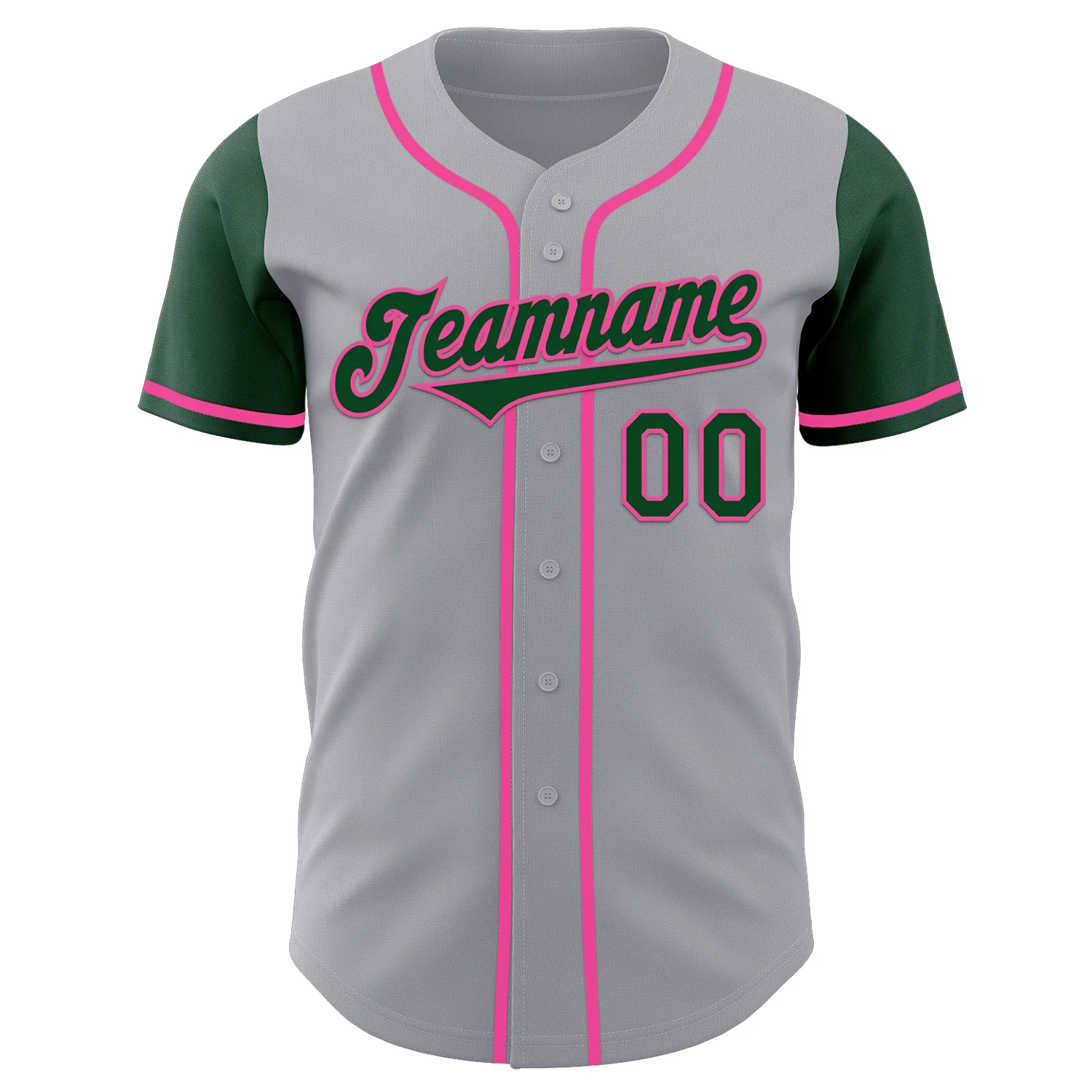 Custom Gray Green-Pink Authentic Two Tone Baseball Jersey - Image 2