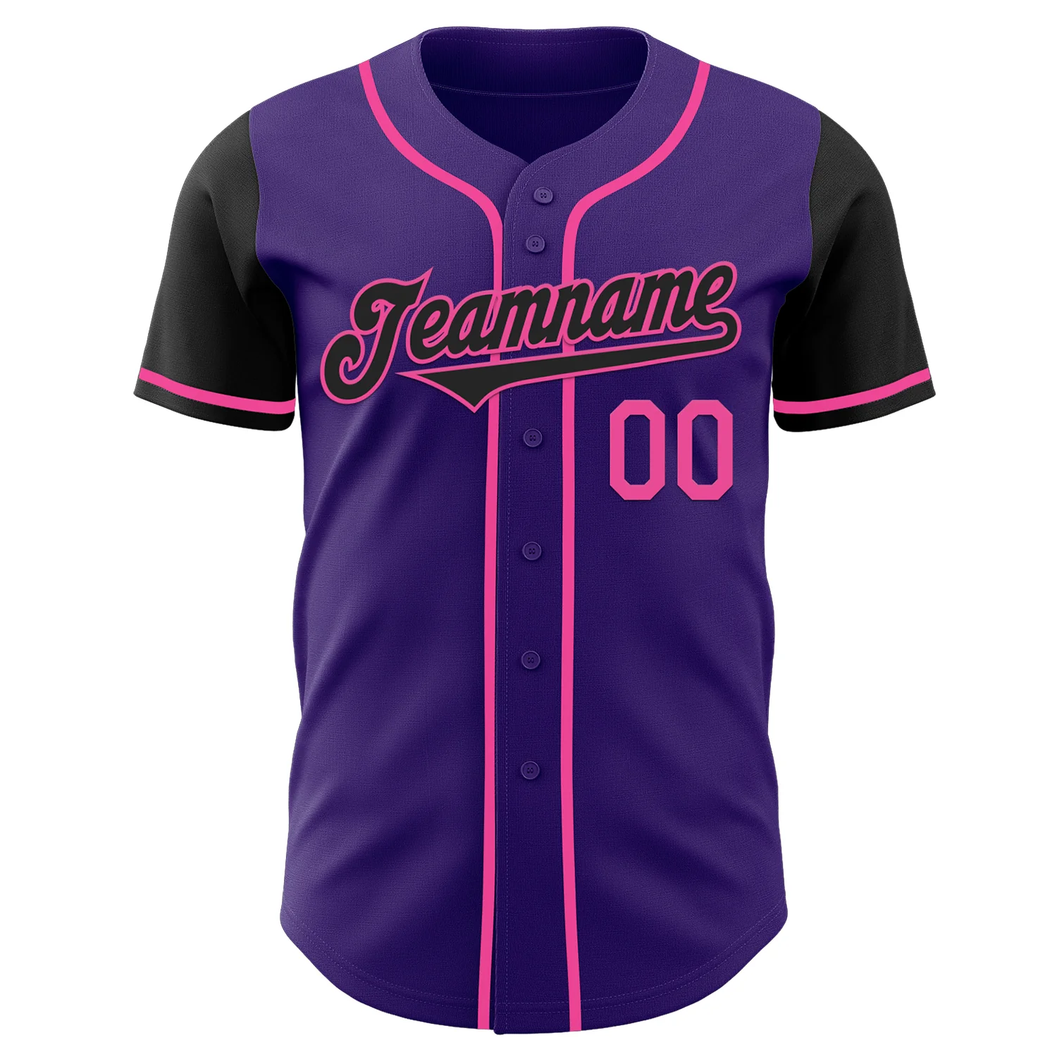 Custom Purple Black-Pink Authentic Two Tone Baseball Jersey - Image 2