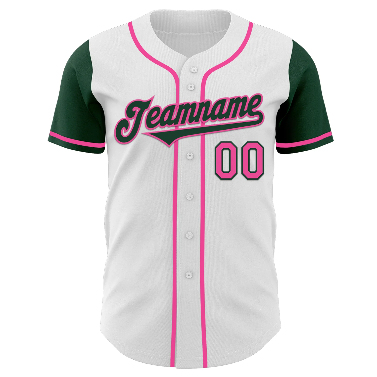 Custom White Green-Pink Authentic Two Tone Baseball Jersey - Image 2