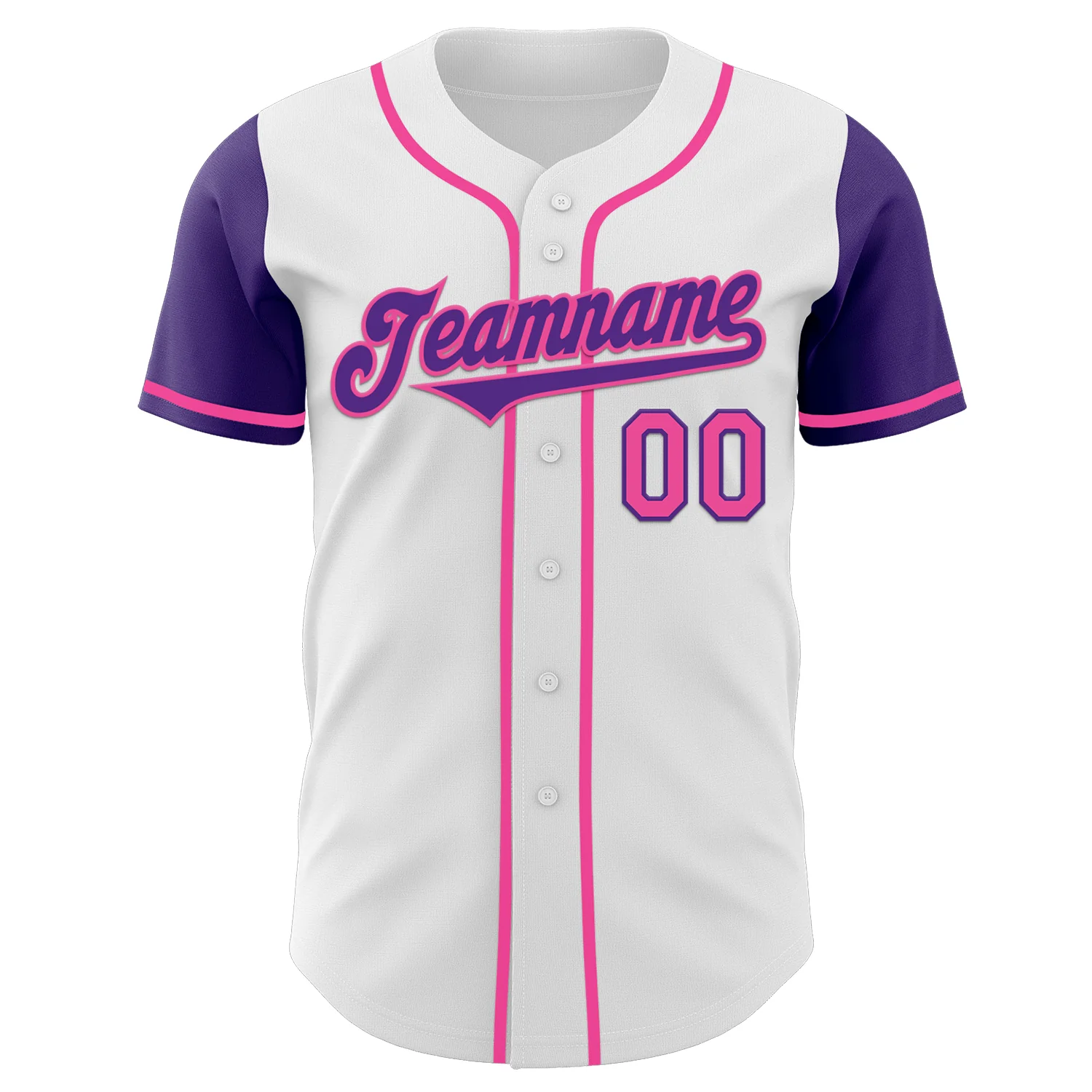 Custom White Purple-Pink Authentic Two Tone Baseball Jersey - Image 2
