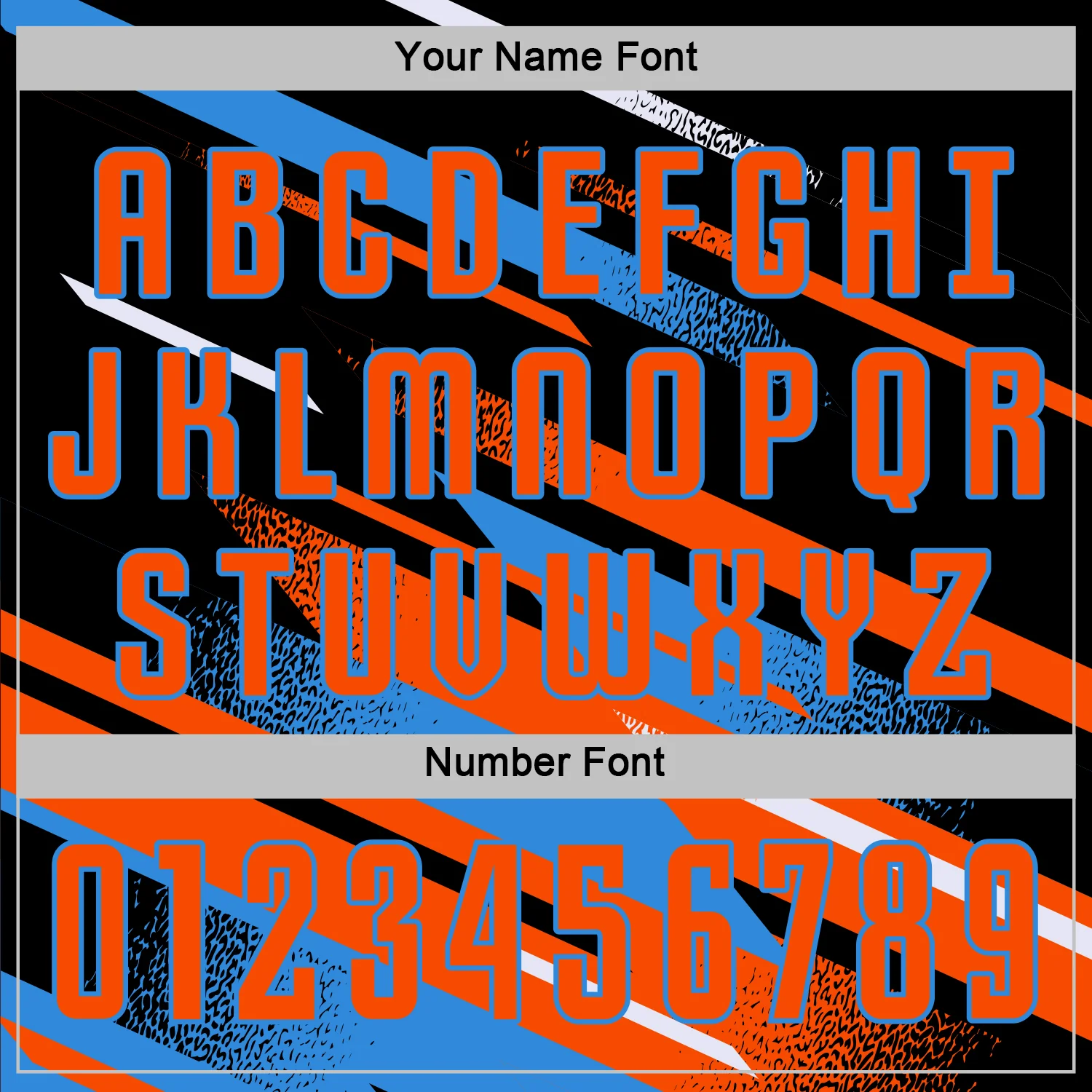 Custom Black Orange Powder Blue-White Grunge Stripe And Grainy Sports Sublimation Soccer Uniform Jersey - Image 6