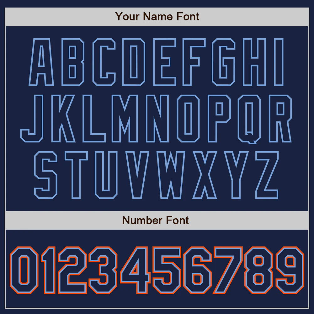 Custom Navy Powder Blue-Orange Authentic Baseball Jersey - Image 4