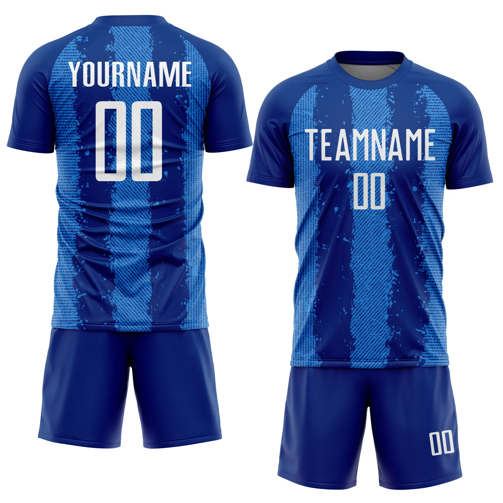 Custom Royal White-Powder Blue Stripes Sports Sublimation Soccer Uniform Jersey - Image 2