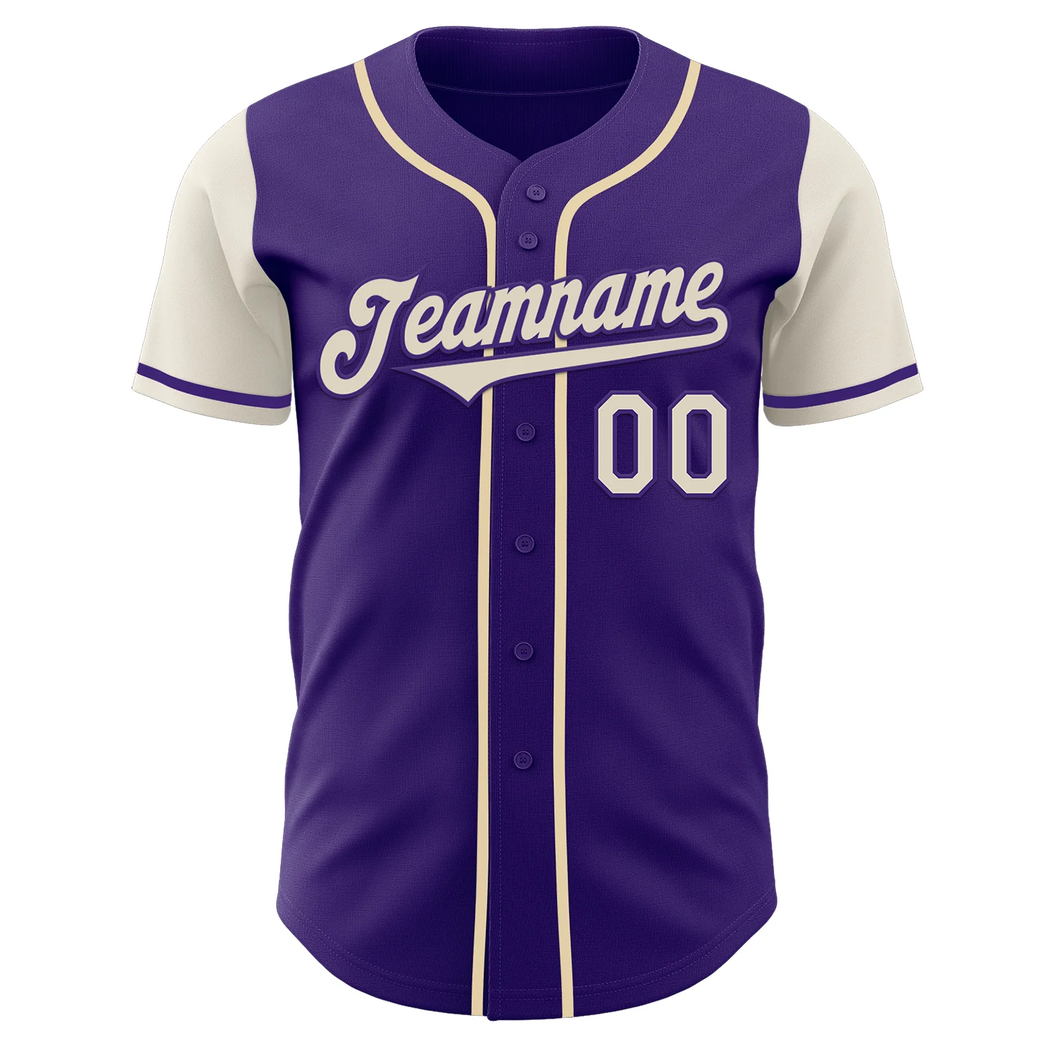 Custom Purple Cream Authentic Two Tone Baseball Jersey - Image 2