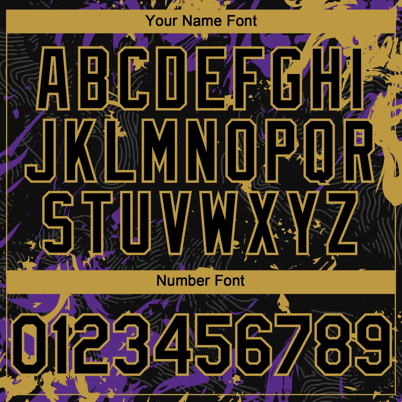 Custom Black Purple-Old Gold Splash Authentic Baseball Jersey - Image 5