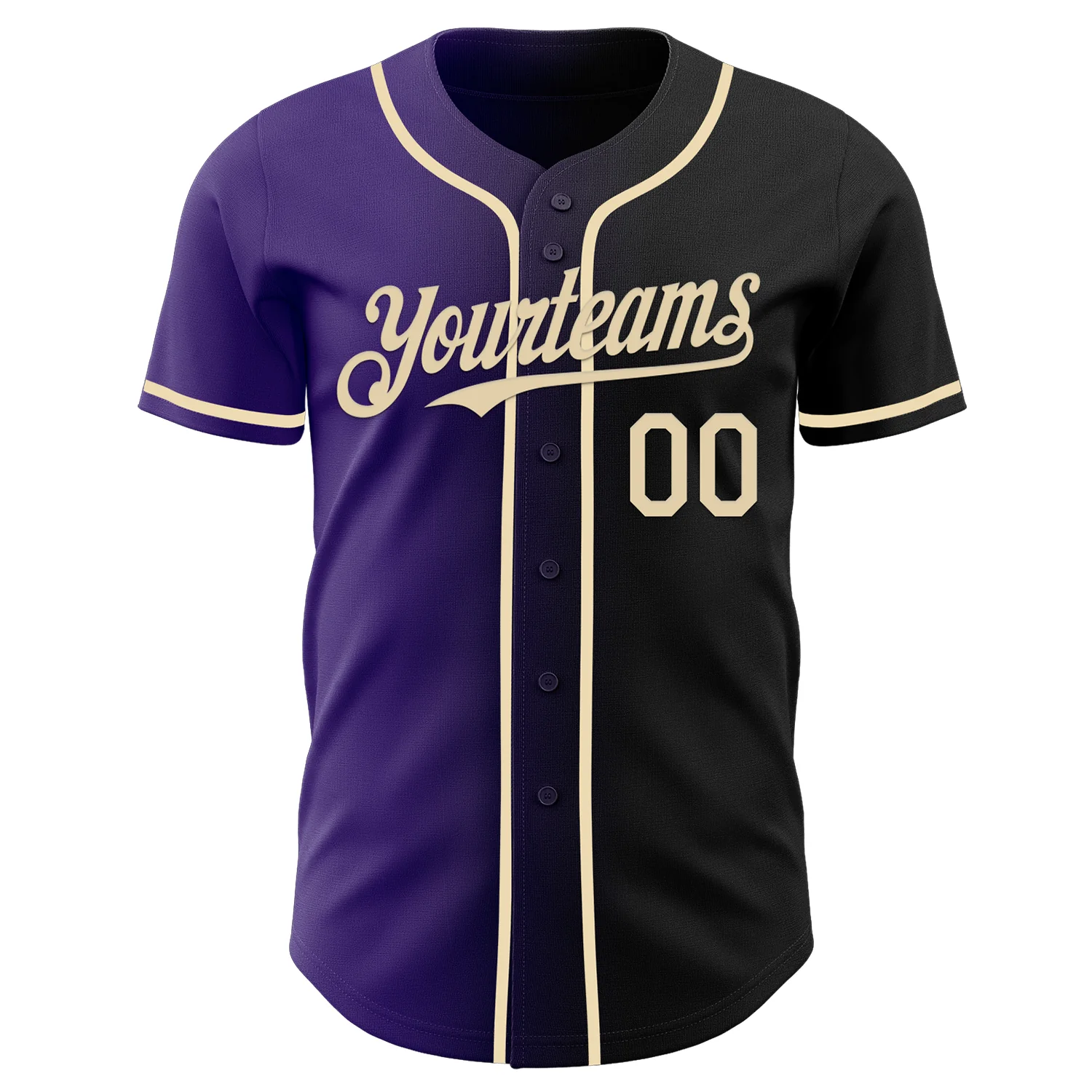 Custom Black Cream-Purple Authentic Gradient Fashion Baseball Jersey - Image 2