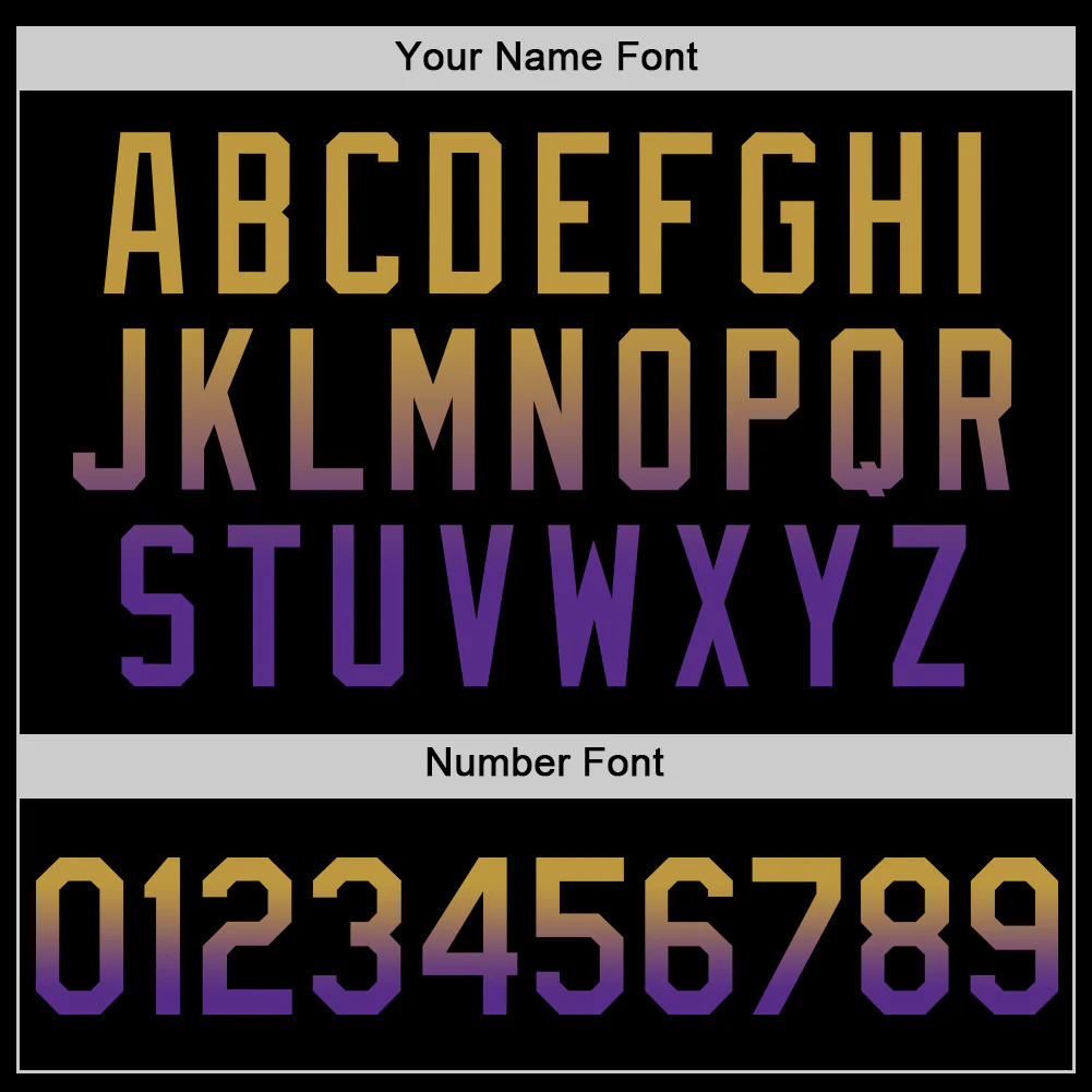 Custom Black Old Gold-Purple Authentic Fade Fashion Baseball Jersey - Image 5