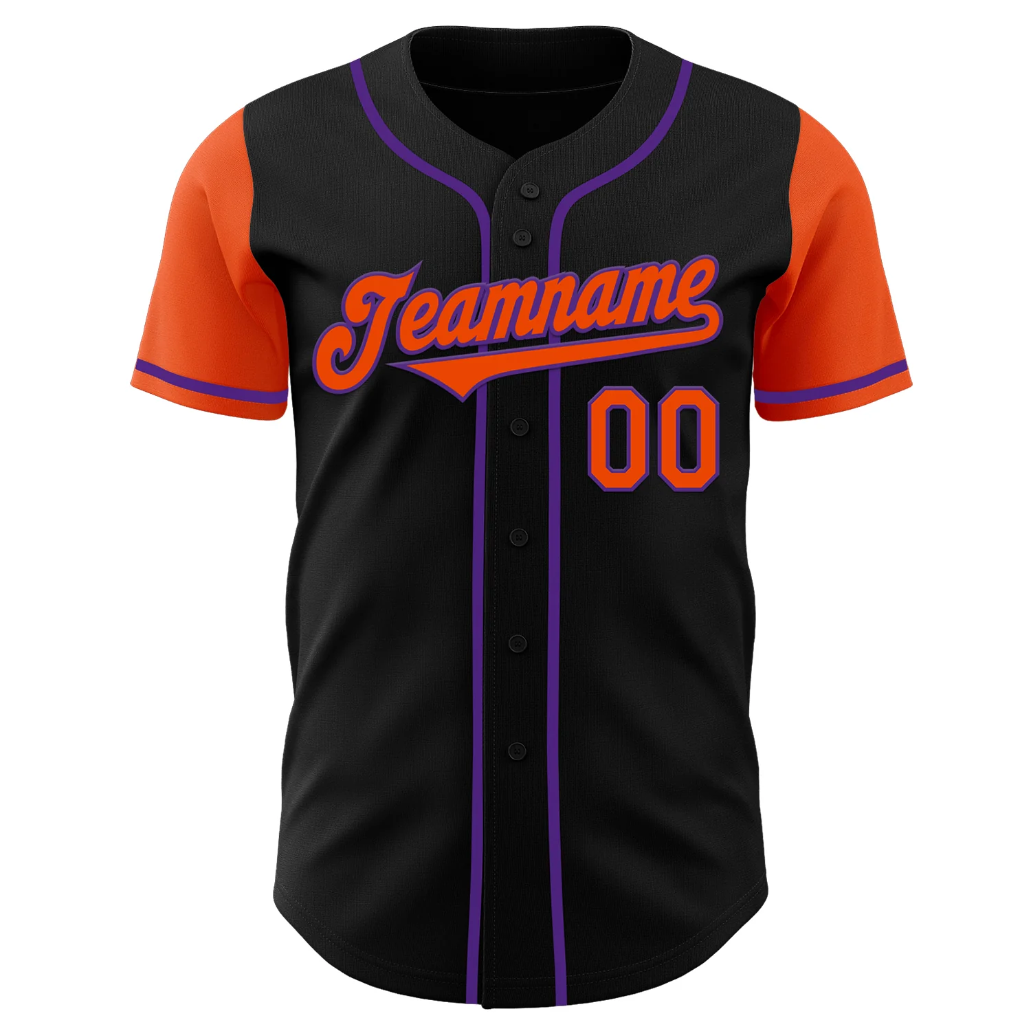 Custom Black Orange-Purple Authentic Two Tone Baseball Jersey - Image 2