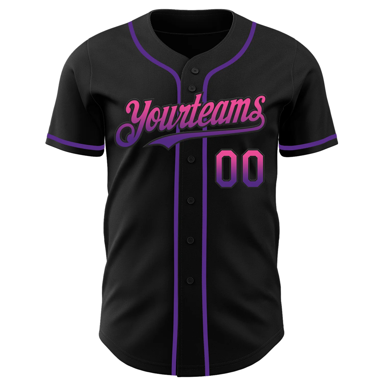 Custom Black Pink-Purple Authentic Fade Fashion Baseball Jersey - Image 2