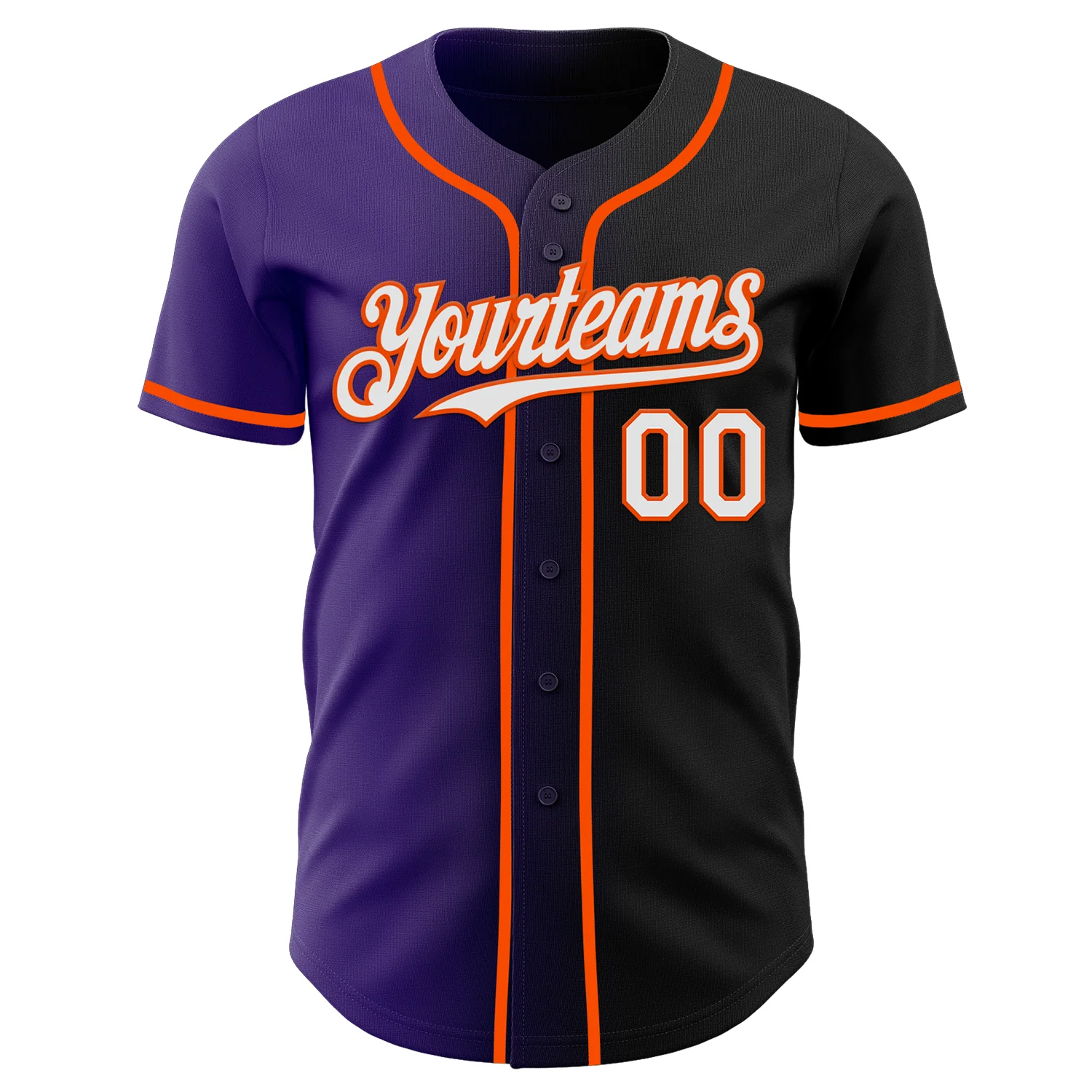 Custom Black White Purple-Orange Authentic Gradient Fashion Baseball Jersey - Image 2