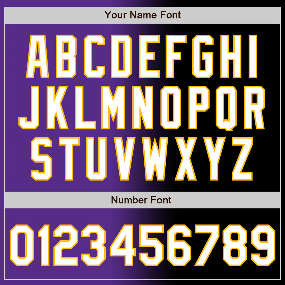 Custom Black White Purple-Gold Authentic Gradient Fashion Baseball Jersey - Image 5