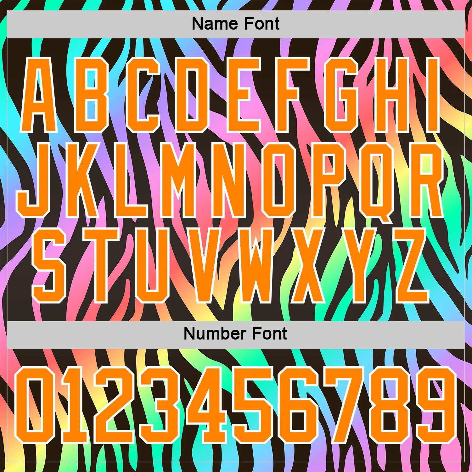 Custom Black Bay Orange Purple Pink Green-White Zebra Print Neon Hockey Lace Neck Jersey - Image 7