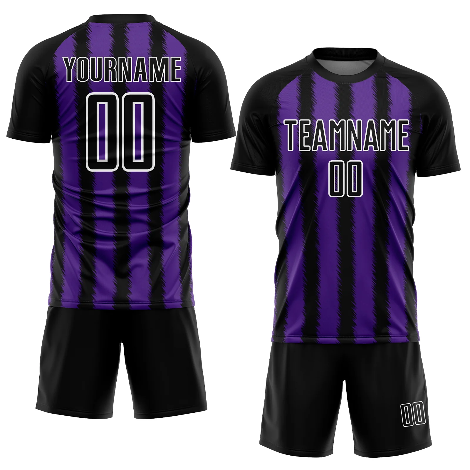Custom Black Purple-White Line Sublimation Soccer Uniform Jersey - Image 2
