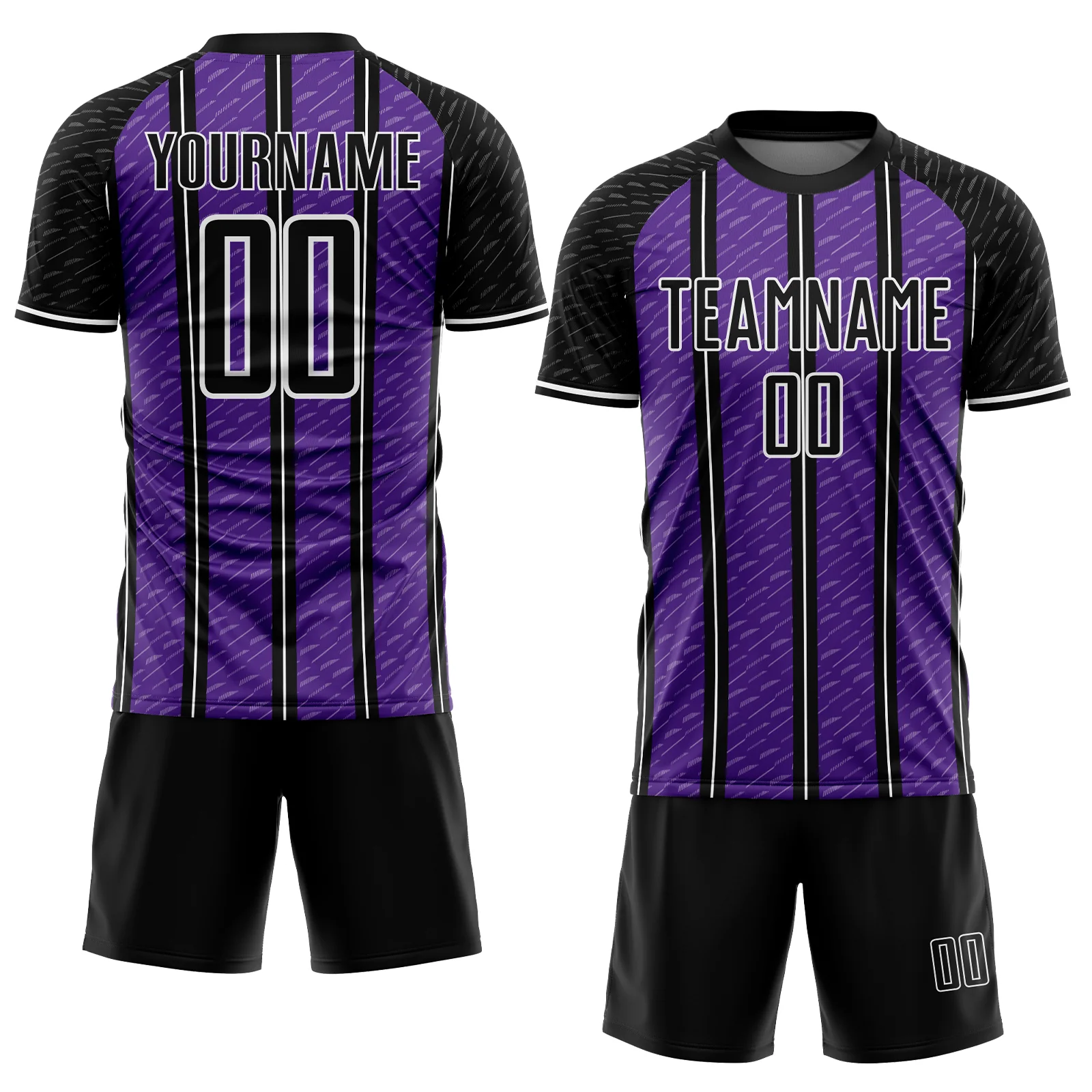 Custom Black Purple-White Line Sublimation Soccer Uniform Jersey - Image 2