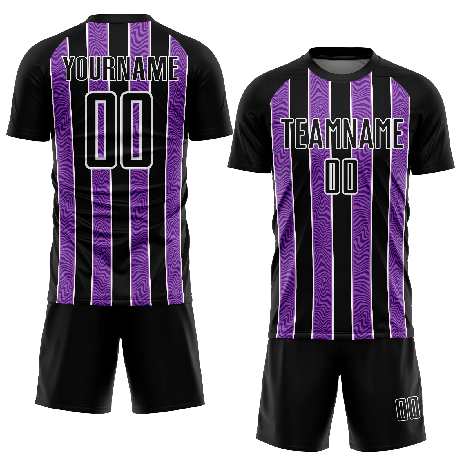 Custom Black Purple-White Line Sublimation Soccer Uniform Jersey - Image 2
