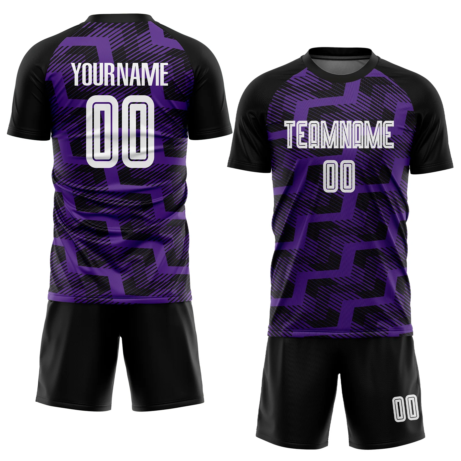 Custom Black White-Purple Line Sublimation Soccer Uniform Jersey - Image 2