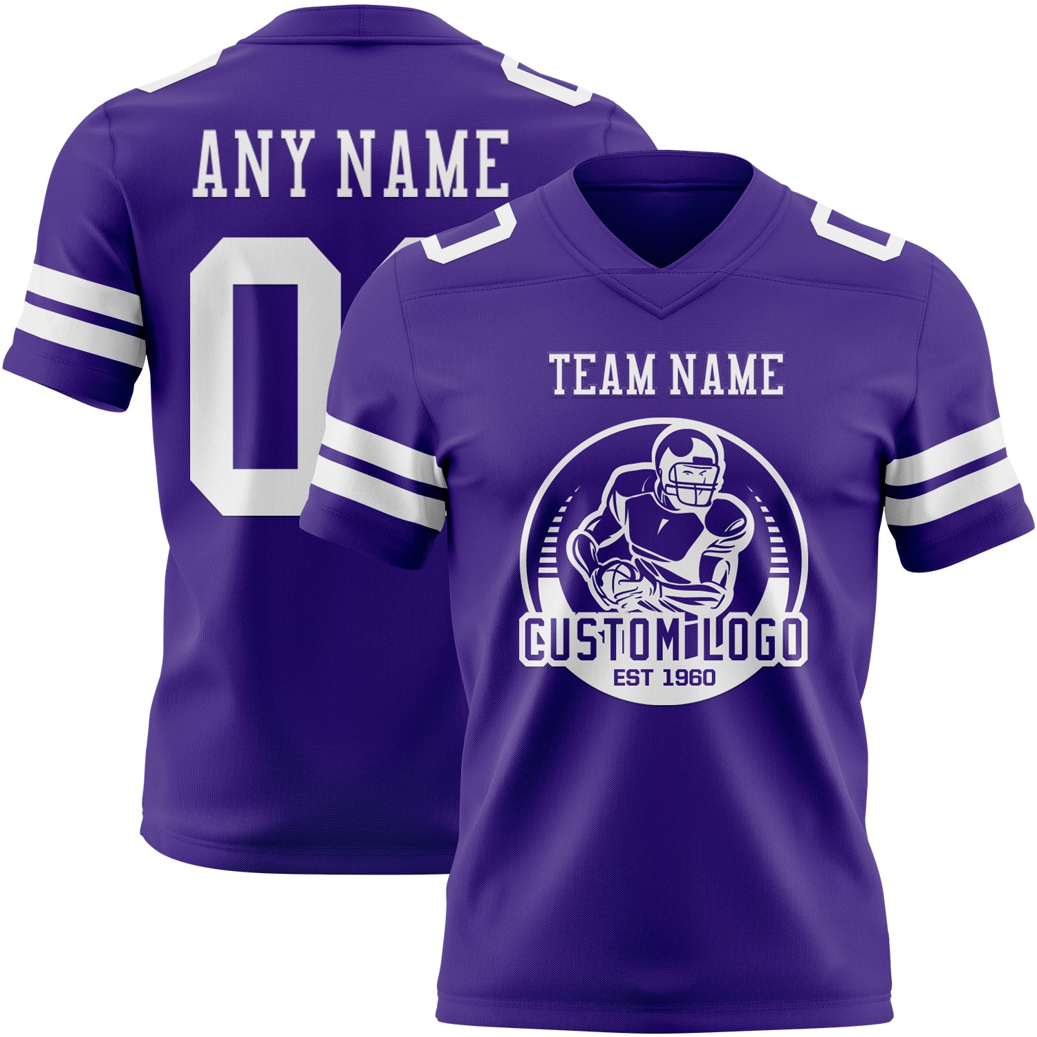 Custom Purple White Authentic Football Jersey - Image 2