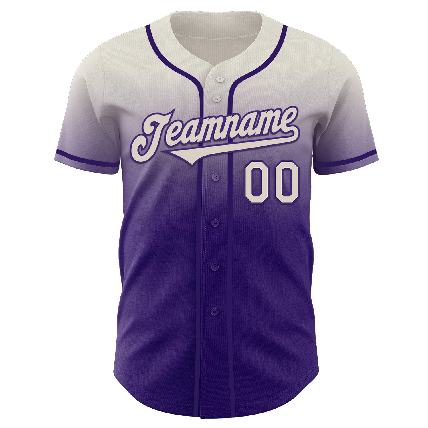 Custom Cream Purple Authentic Fade Fashion Baseball Jersey - Image 2