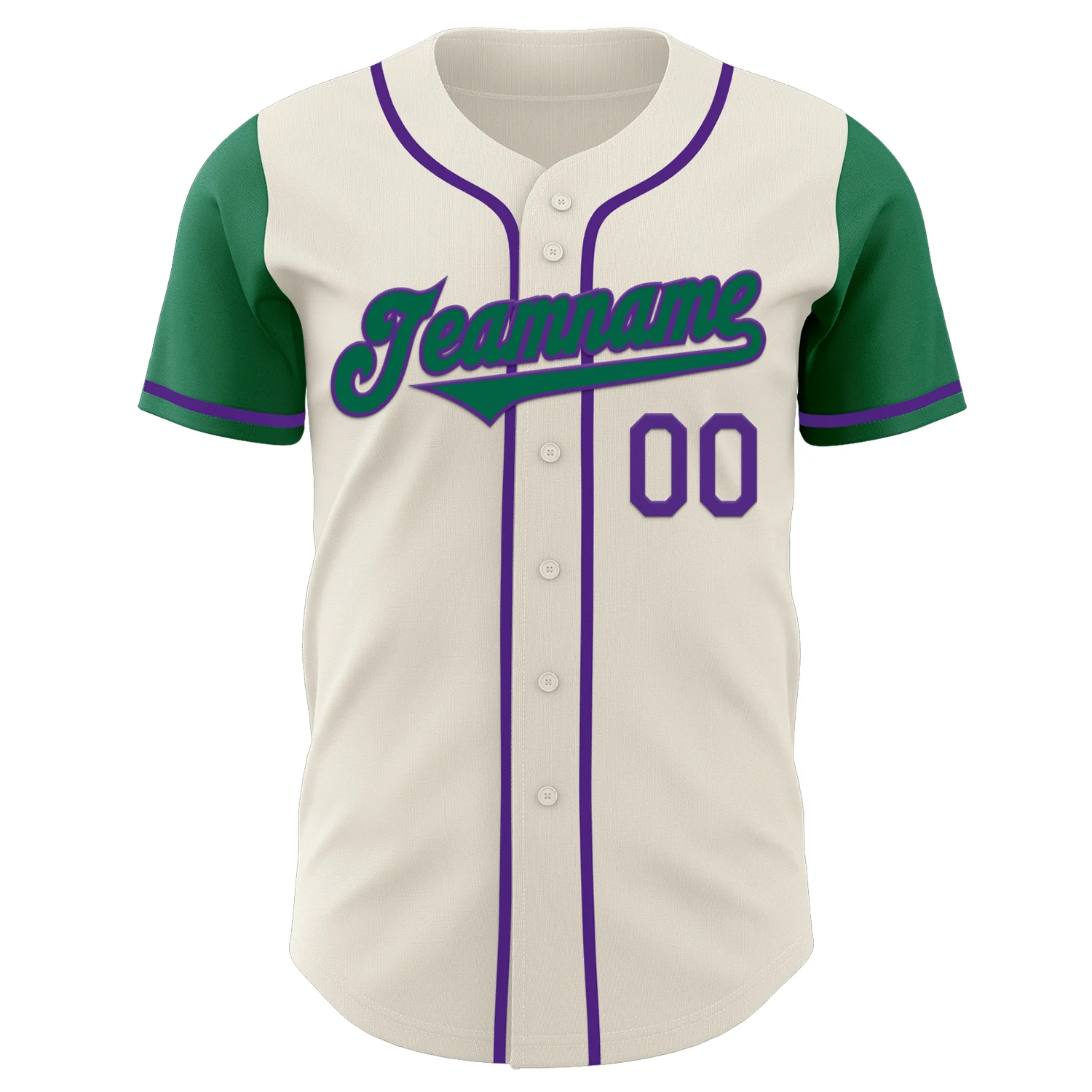 Custom Cream Kelly Green-Purple Authentic Two Tone Baseball Jersey - Image 2