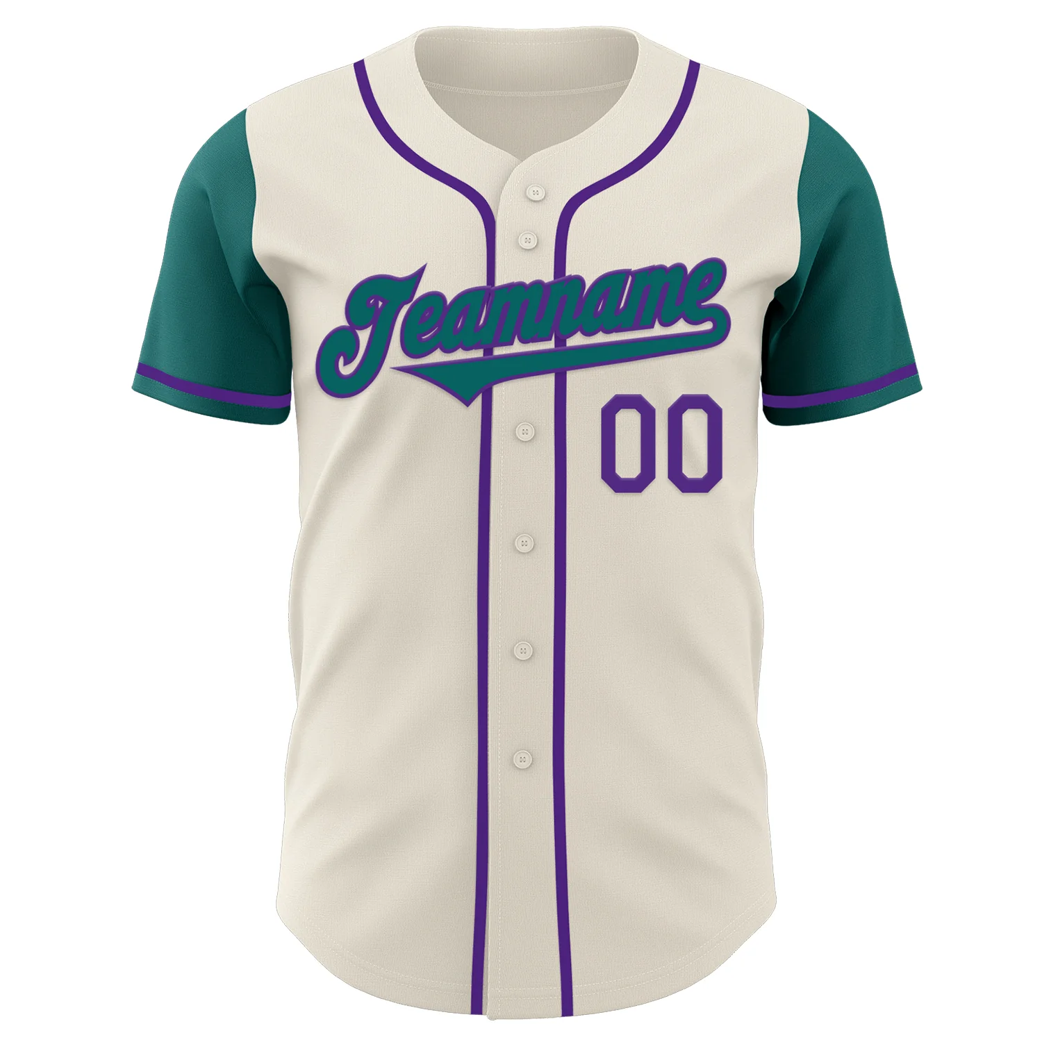Custom Cream Teal-Purple Authentic Two Tone Baseball Jersey - Image 2