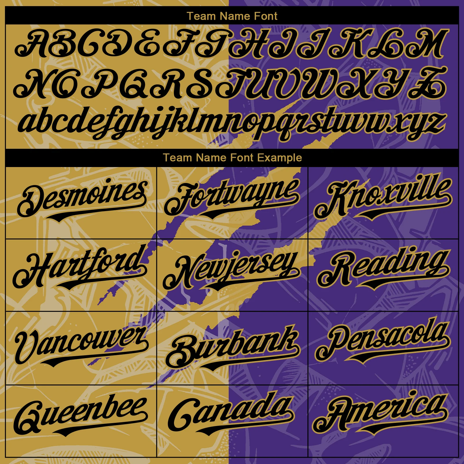 Custom Graffiti Pattern Black Purple-Old Gold 3D Scratch Authentic Baseball Jersey - Image 4