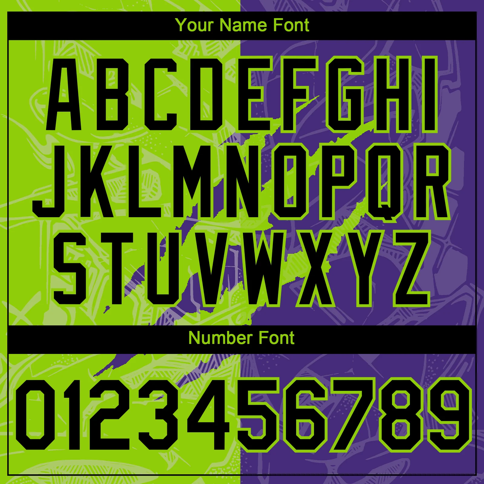 Custom Graffiti Pattern Black Purple-Neon Green 3D Scratch Authentic Baseball Jersey - Image 5