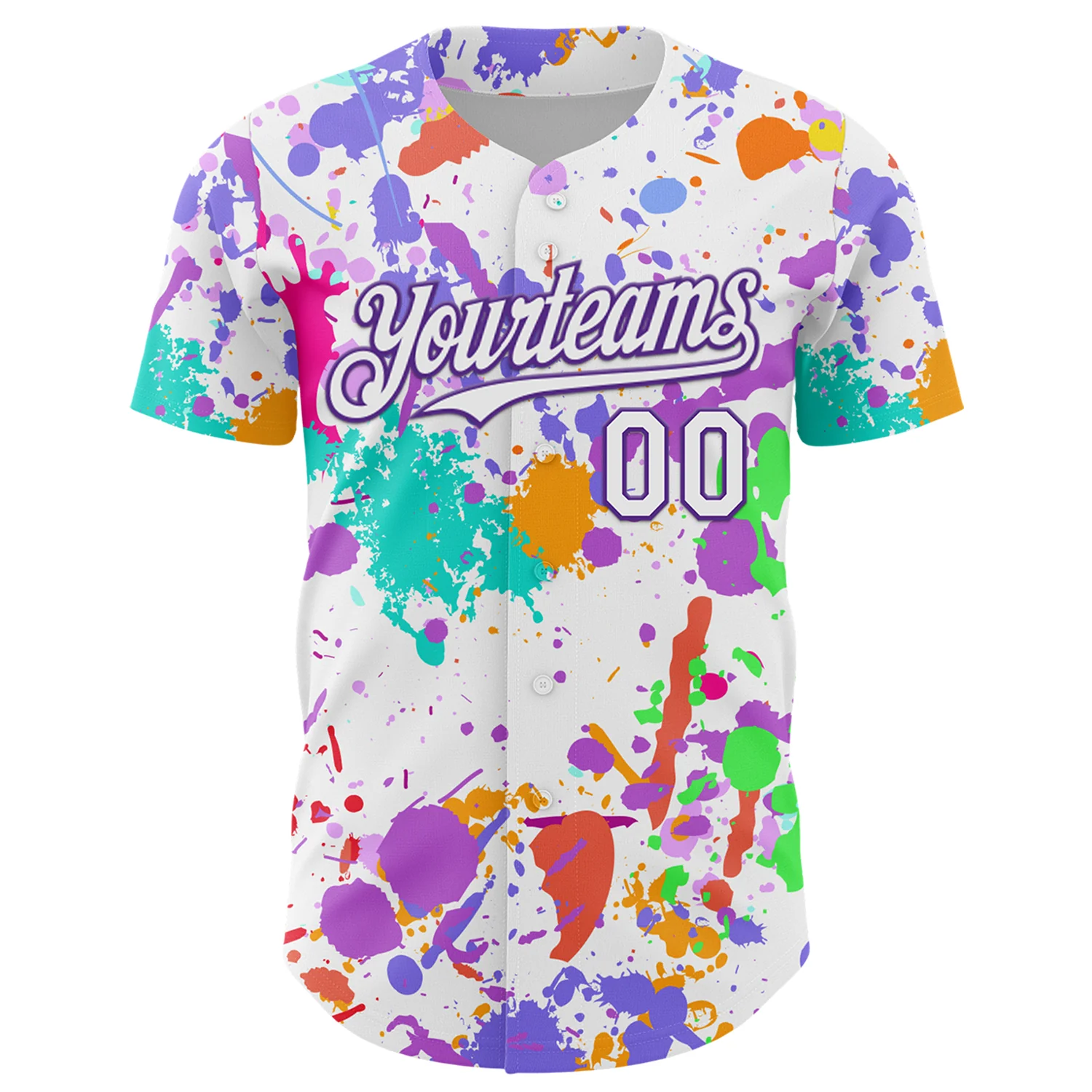 Custom Graffiti Pattern White-Purple Authentic Baseball Jersey - Image 2