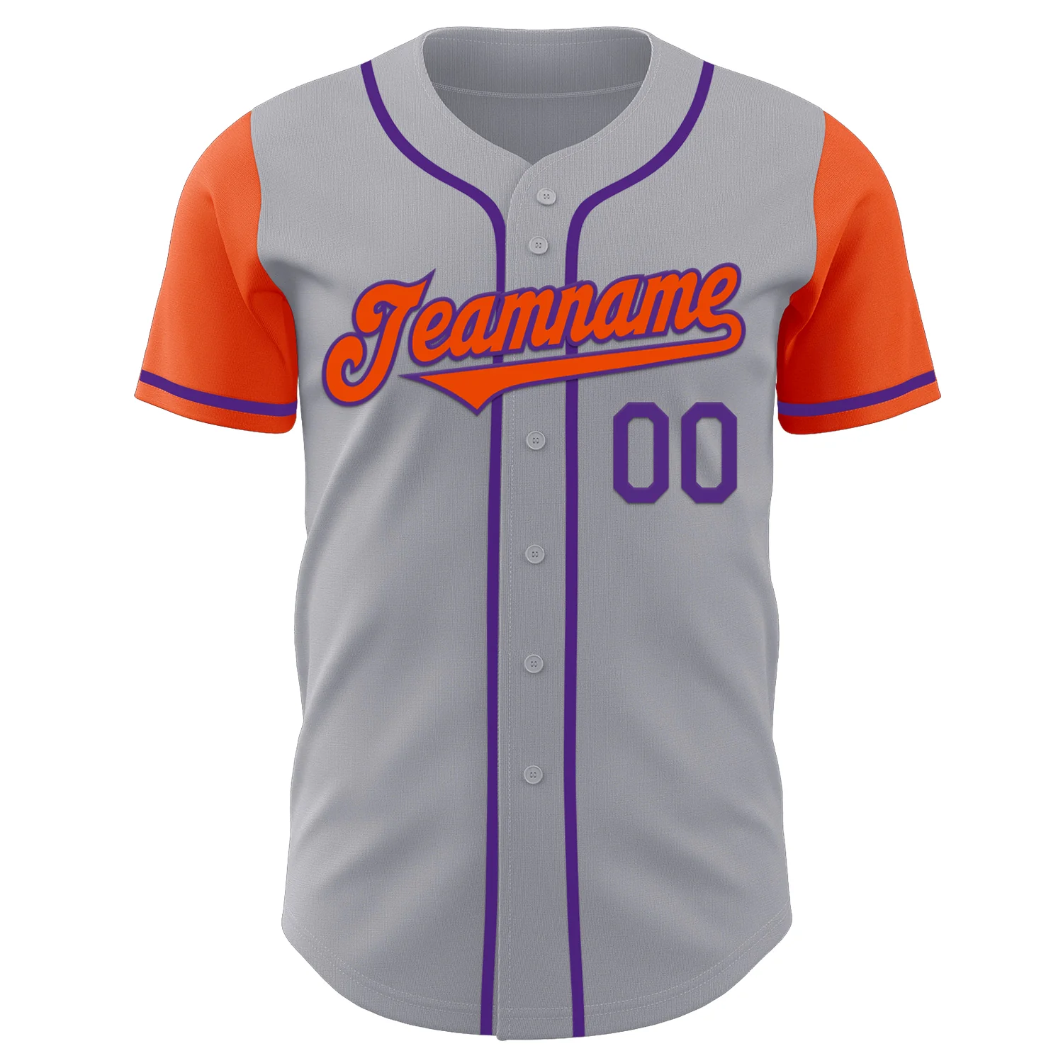 Custom Gray Orange-Purple Authentic Two Tone Baseball Jersey - Image 2