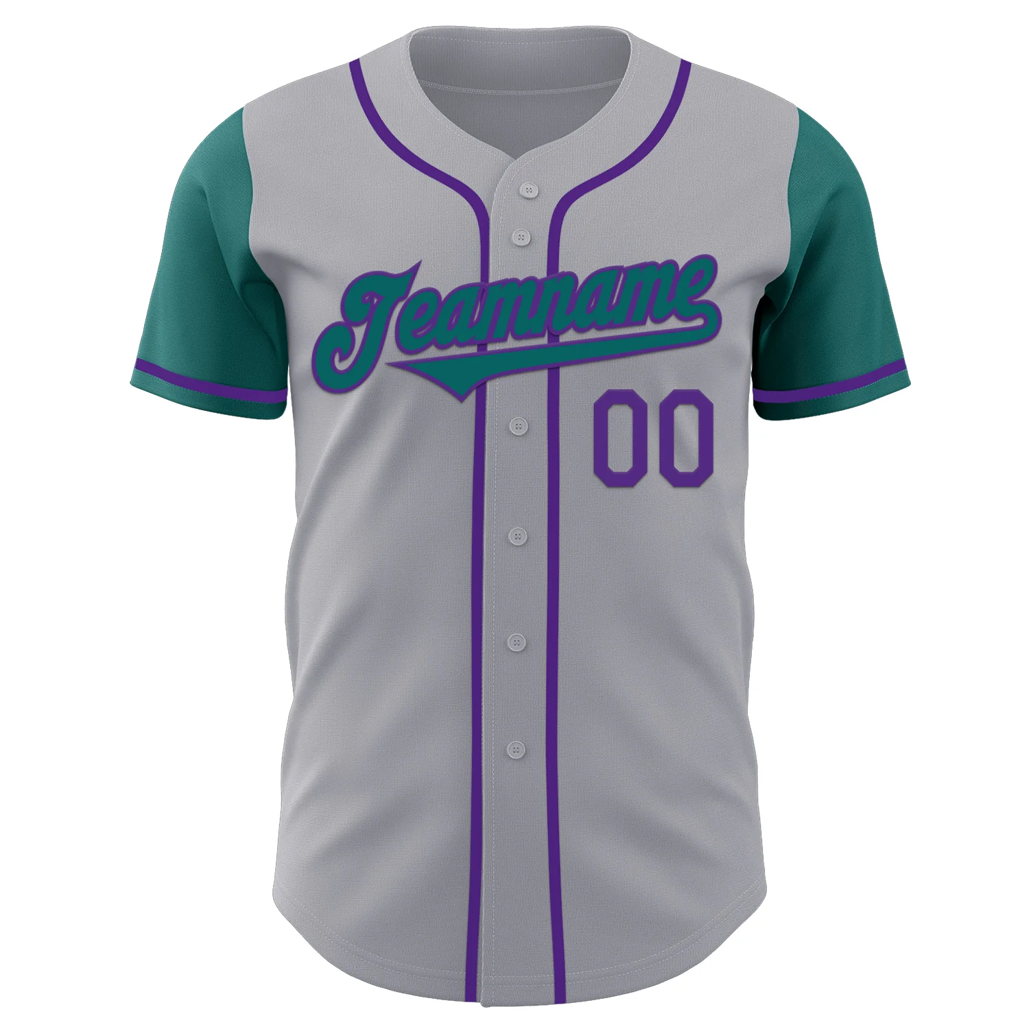 Custom Gray Teal-Purple Authentic Two Tone Baseball Jersey - Image 2