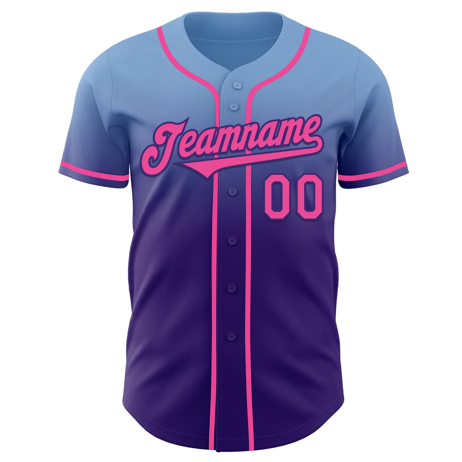 Custom Light Blue Pink-Purple Authentic Fade Fashion Baseball Jersey - Image 2