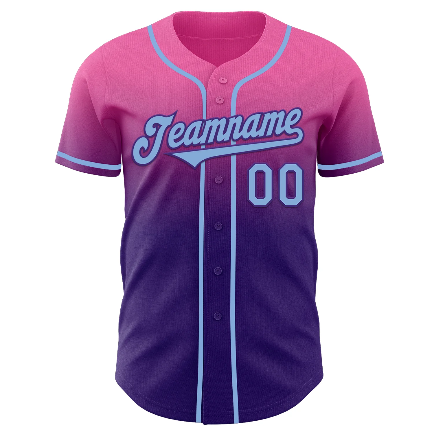 Custom Pink Light Blue-Purple Authentic Fade Fashion Baseball Jersey - Image 2