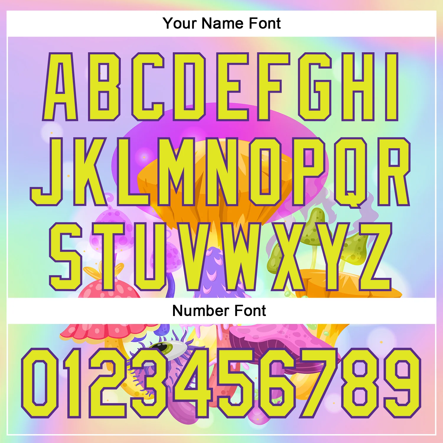 Custom Purple Neon Yellow 3D Pattern Design Trippy Psychedelic Magic Mushrooms Authentic Baseball Jersey - Image 5