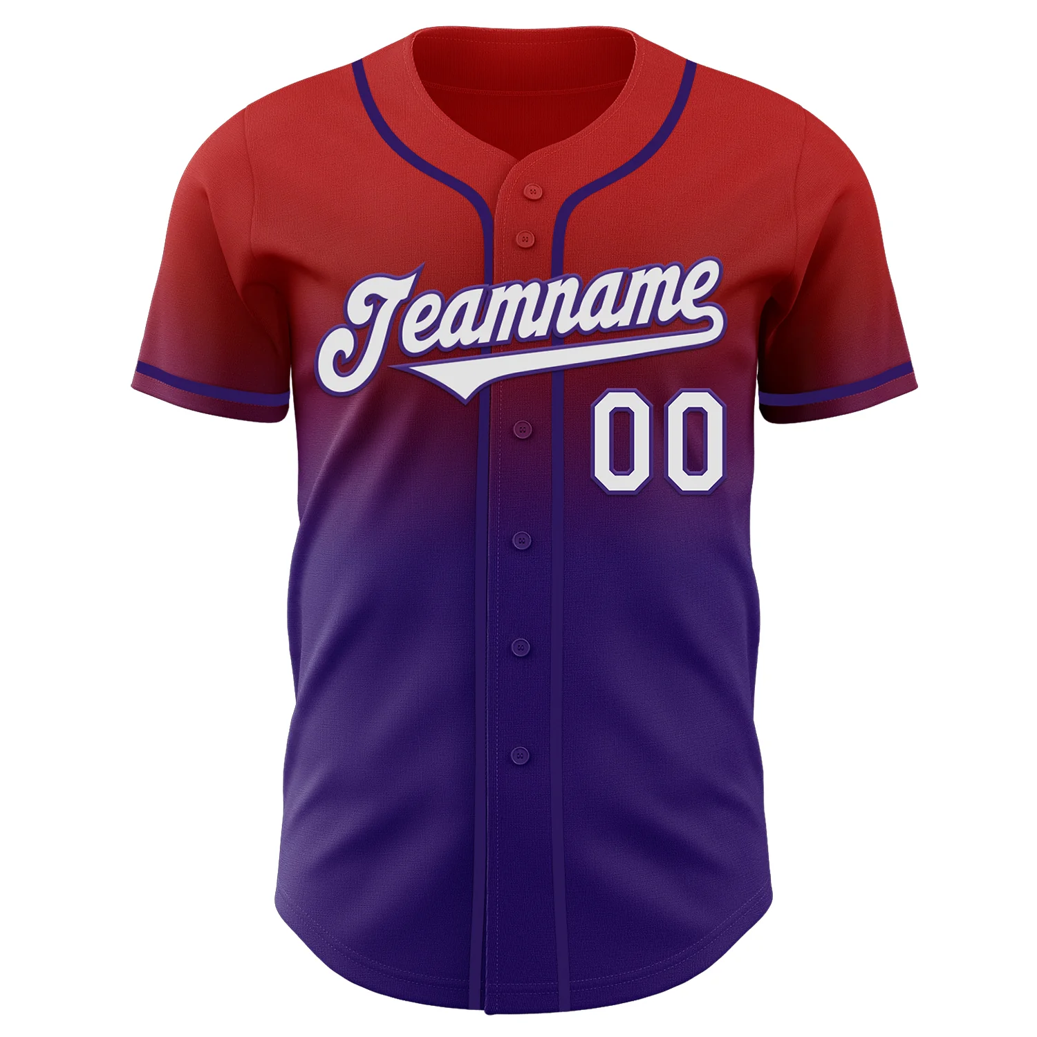 Custom Red White-Purple Authentic Fade Fashion Baseball Jersey - Image 2