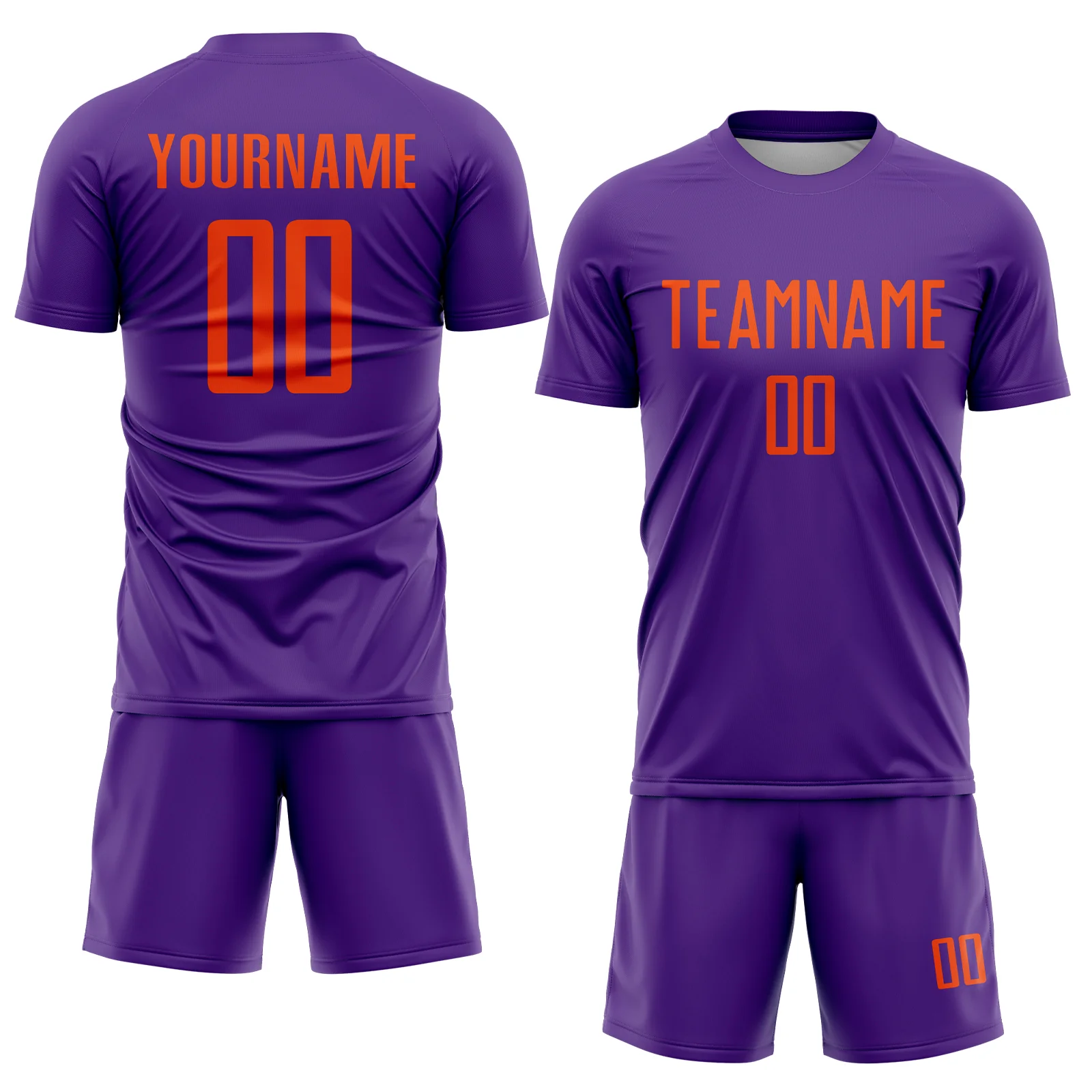 Custom Purple Orange Sublimation Soccer Uniform Jersey - Image 2