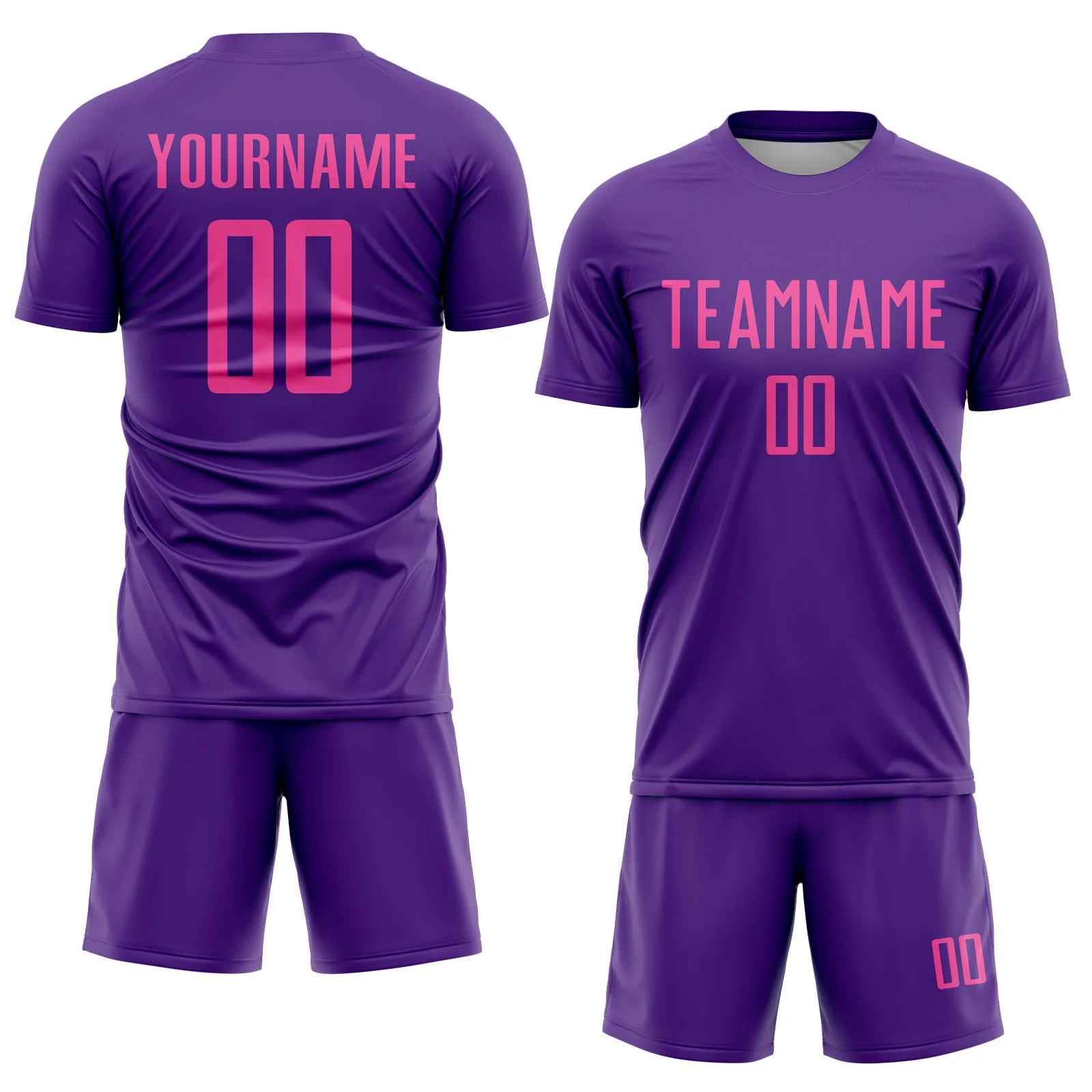 Custom Purple Pink Sublimation Soccer Uniform Jersey - Image 2