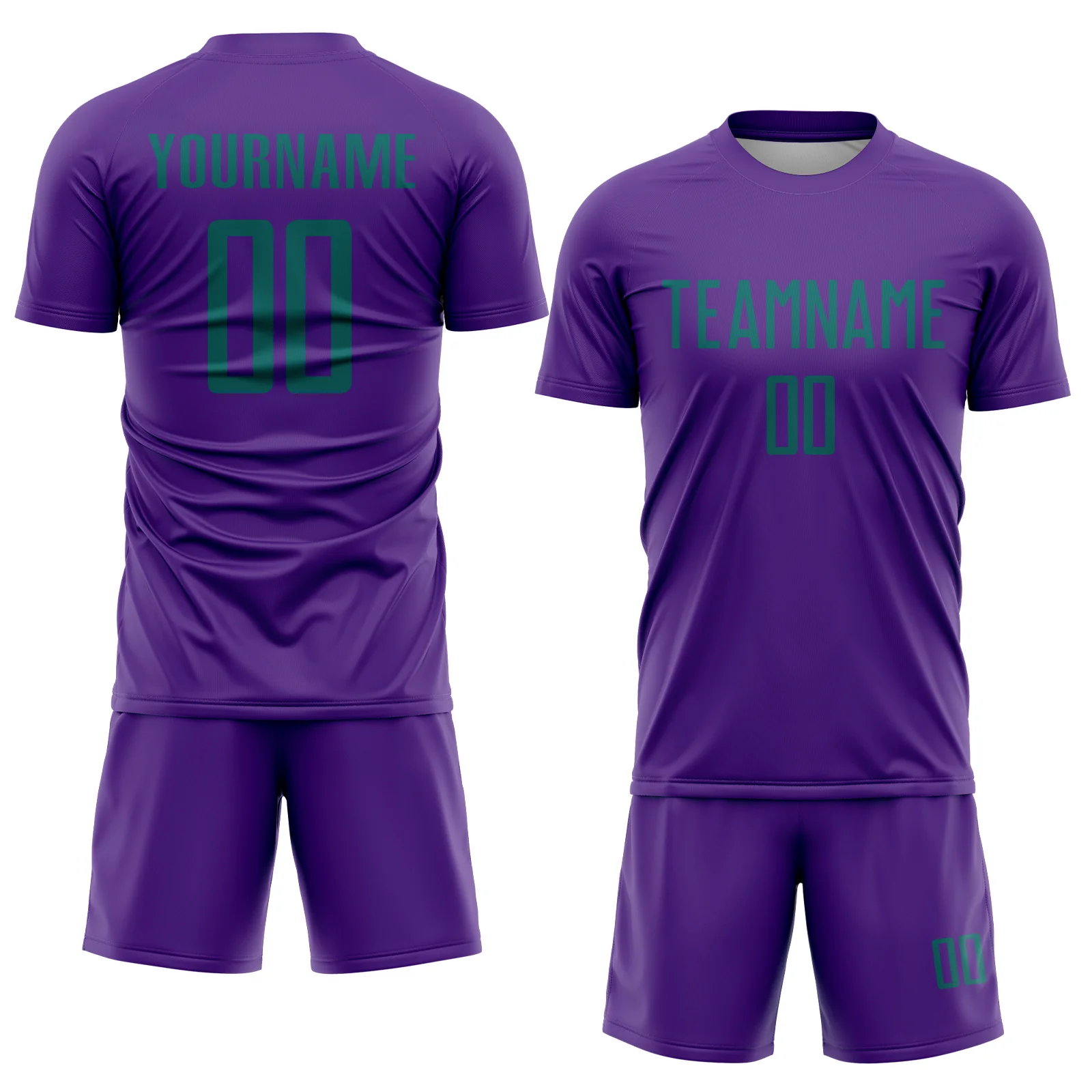 Custom Purple Teal Sublimation Soccer Uniform Jersey - Image 2