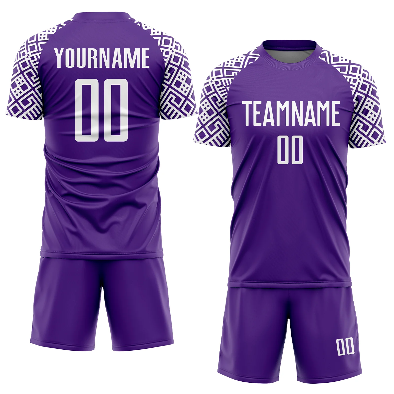 Custom Purple White Geometric Shape Sublimation Soccer Uniform Jersey - Image 2