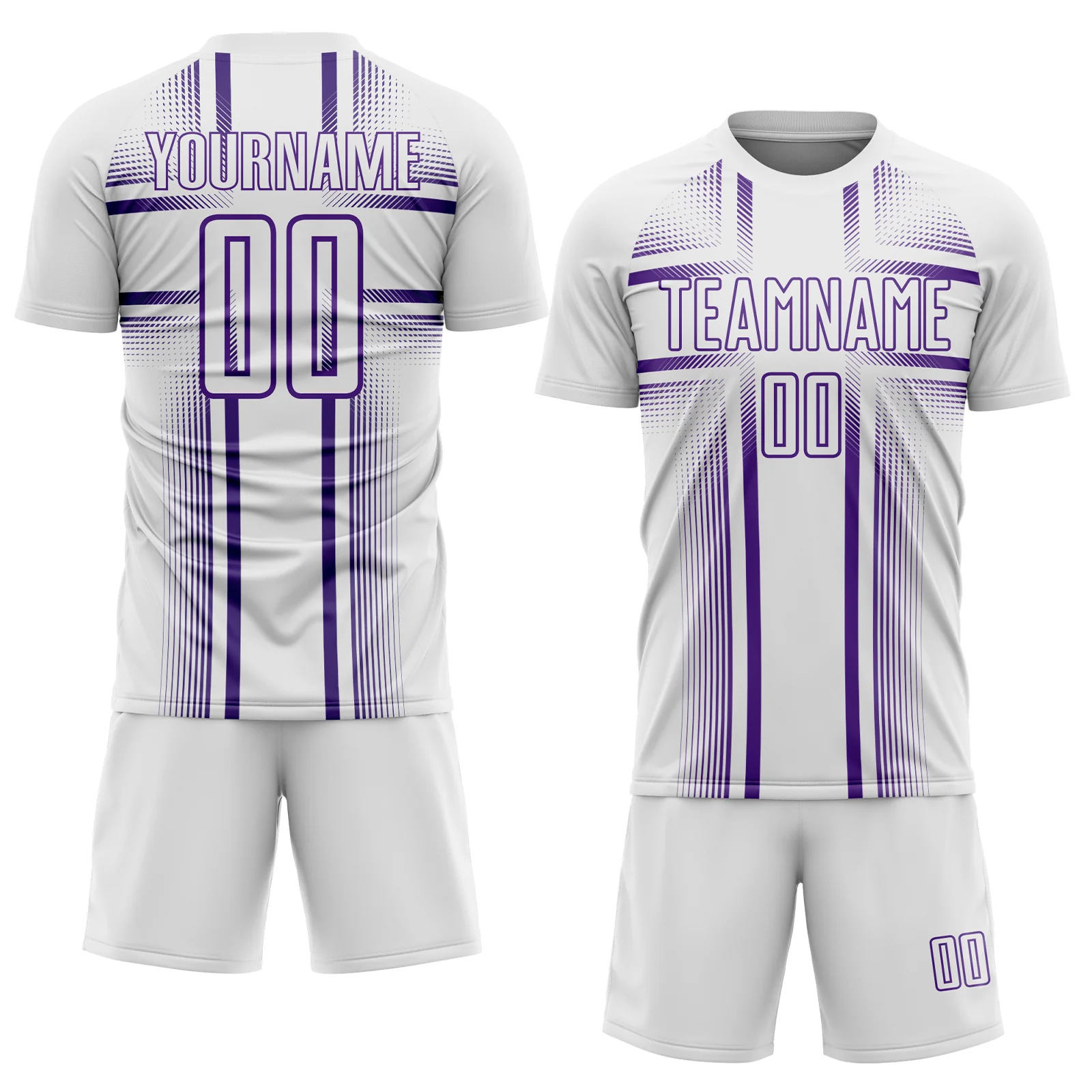 Custom White Purple Lines Sublimation Soccer Uniform Jersey - Image 2