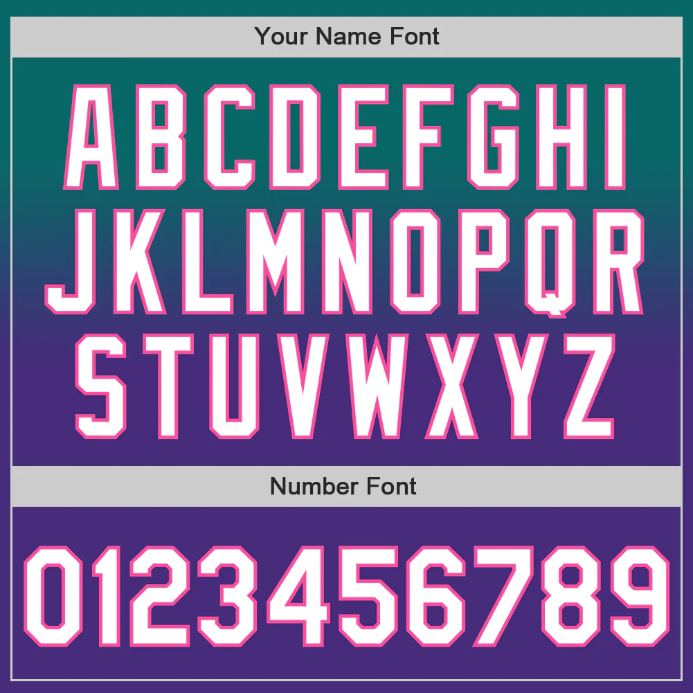 Custom Teal White Purple-Pink Authentic Fade Fashion Baseball Jersey - Image 5
