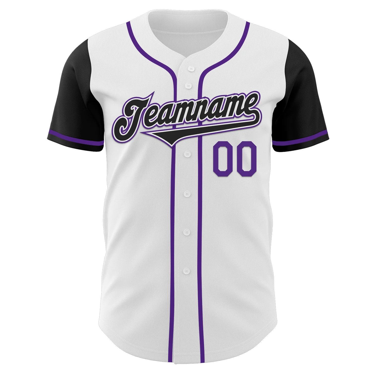Custom White Black-Purple Authentic Two Tone Baseball Jersey - Image 2