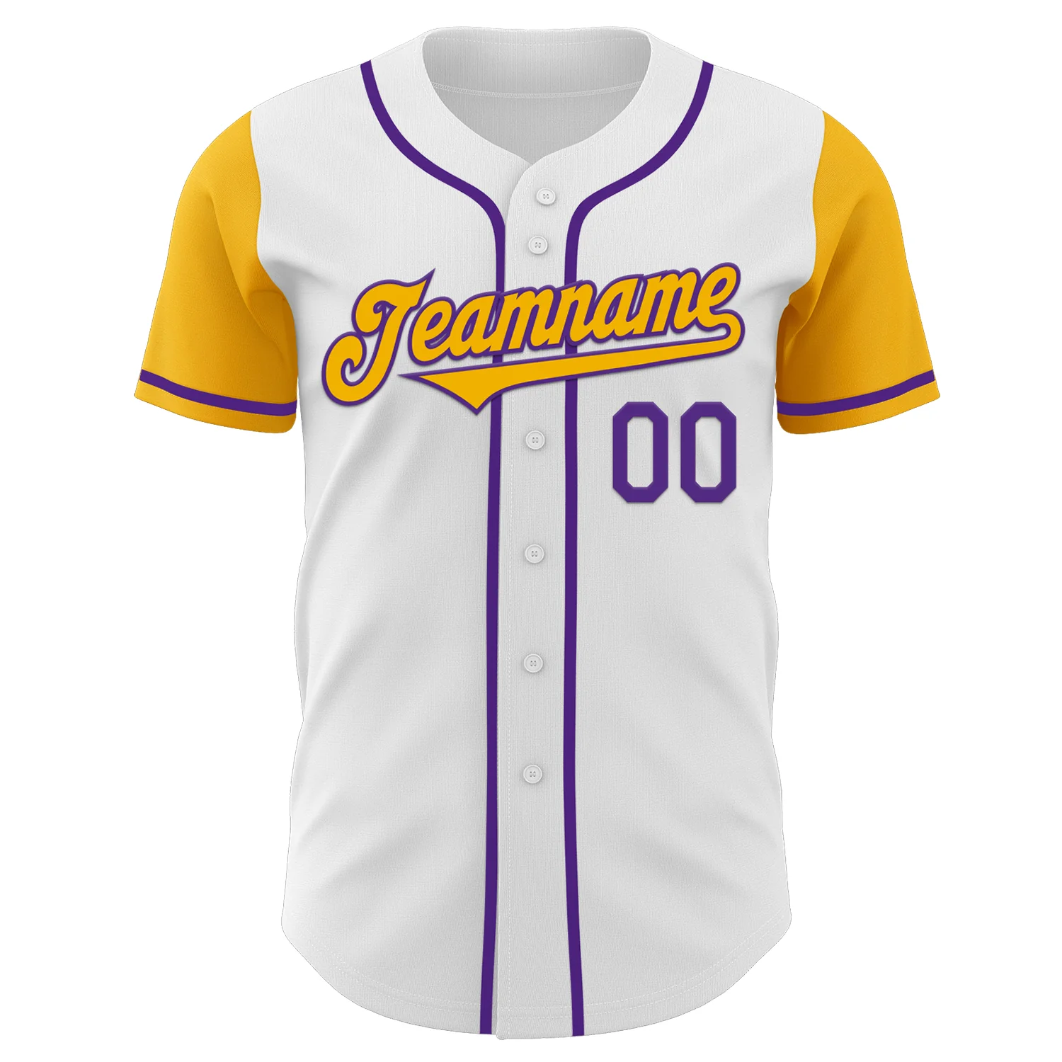 Custom White Gold-Purple Authentic Two Tone Baseball Jersey - Image 2
