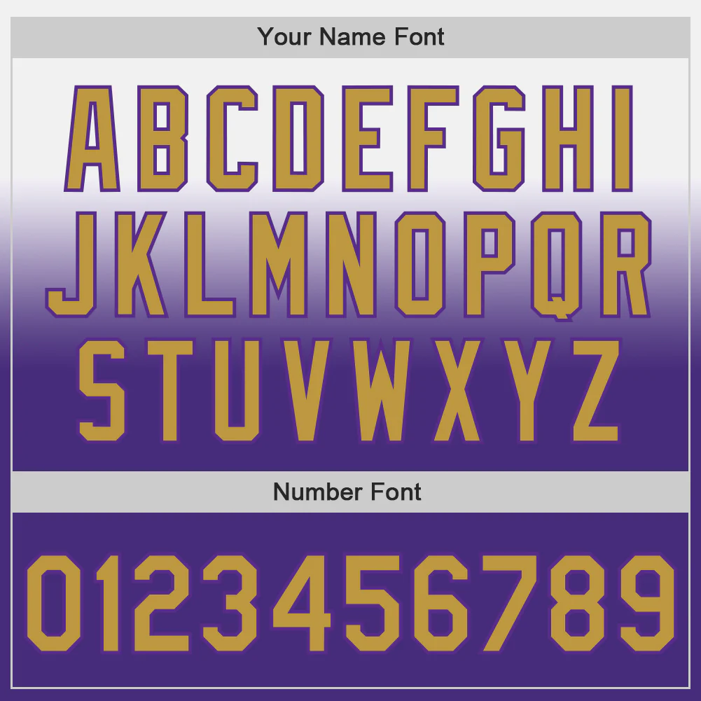 Custom White Old Gold-Purple Authentic Fade Fashion Baseball Jersey - Image 5