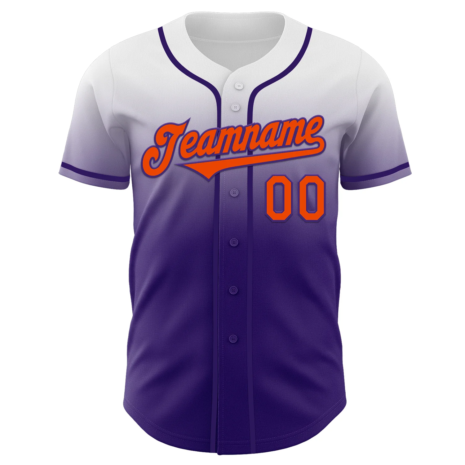 Custom White Orange-Purple Authentic Fade Fashion Baseball Jersey - Image 2