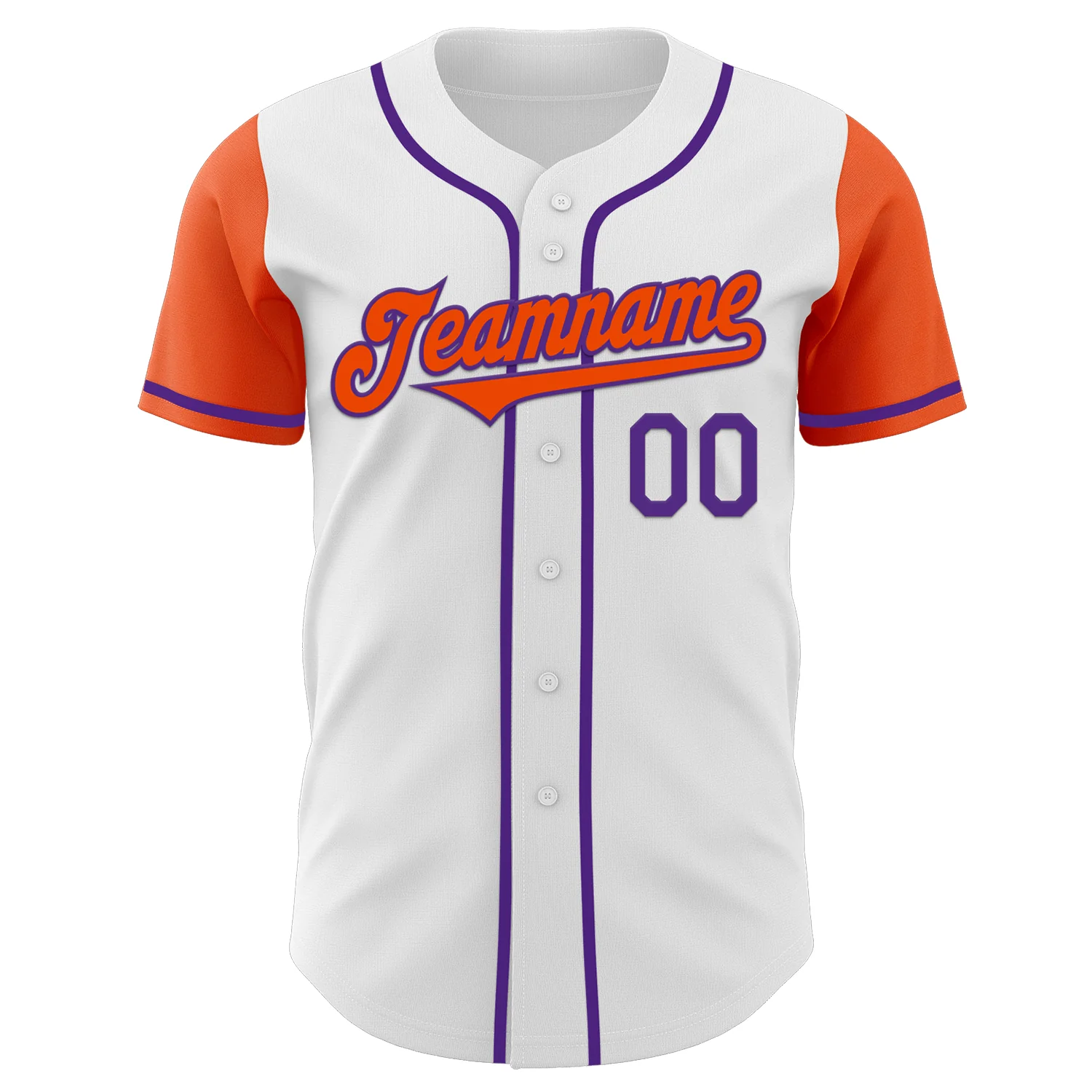 Custom White Orange-Purple Authentic Two Tone Baseball Jersey - Image 2