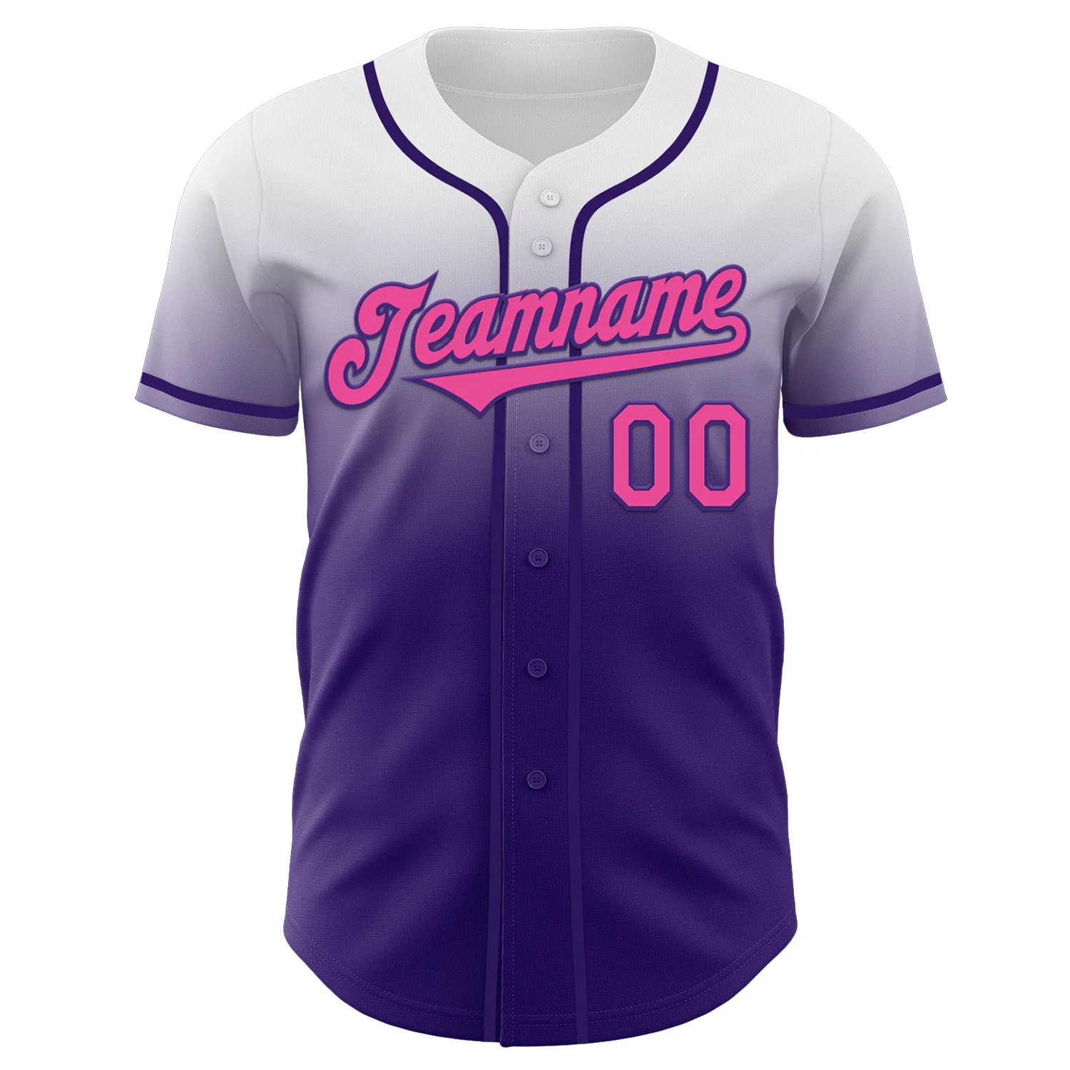 Custom White Pink-Purple Authentic Fade Fashion Baseball Jersey - Image 2