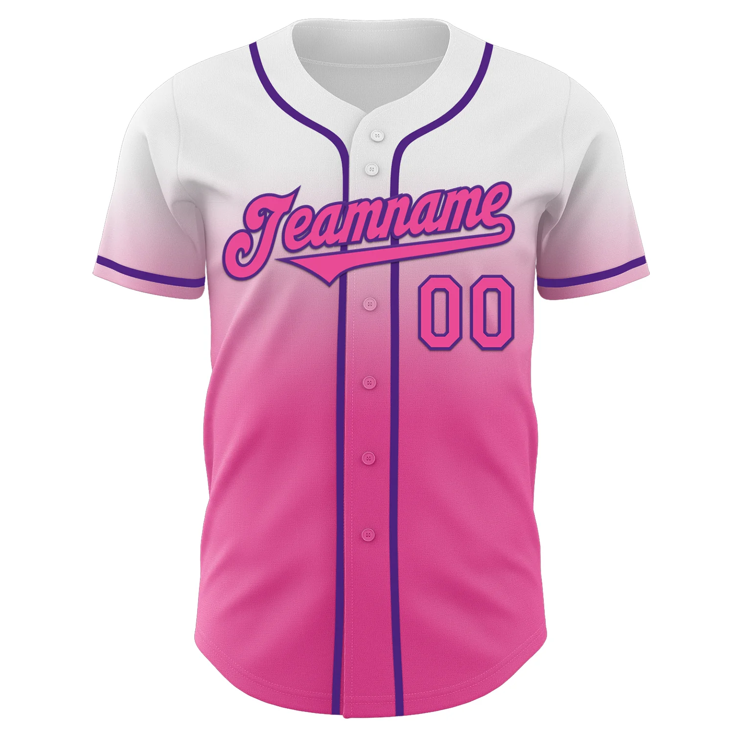 Custom White Pink-Purple Authentic Fade Fashion Baseball Jersey - Image 2