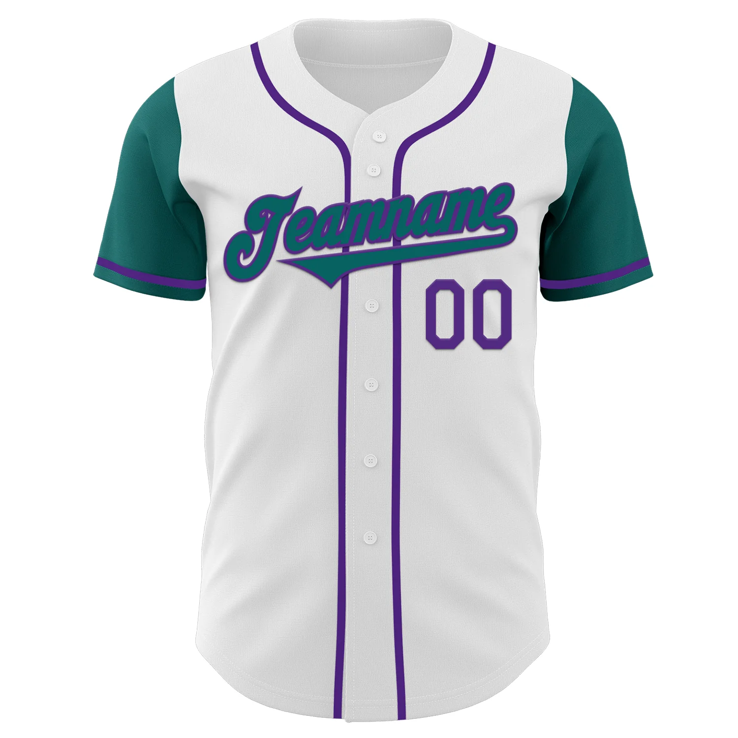 Custom White Teal-Purple Authentic Two Tone Baseball Jersey - Image 2
