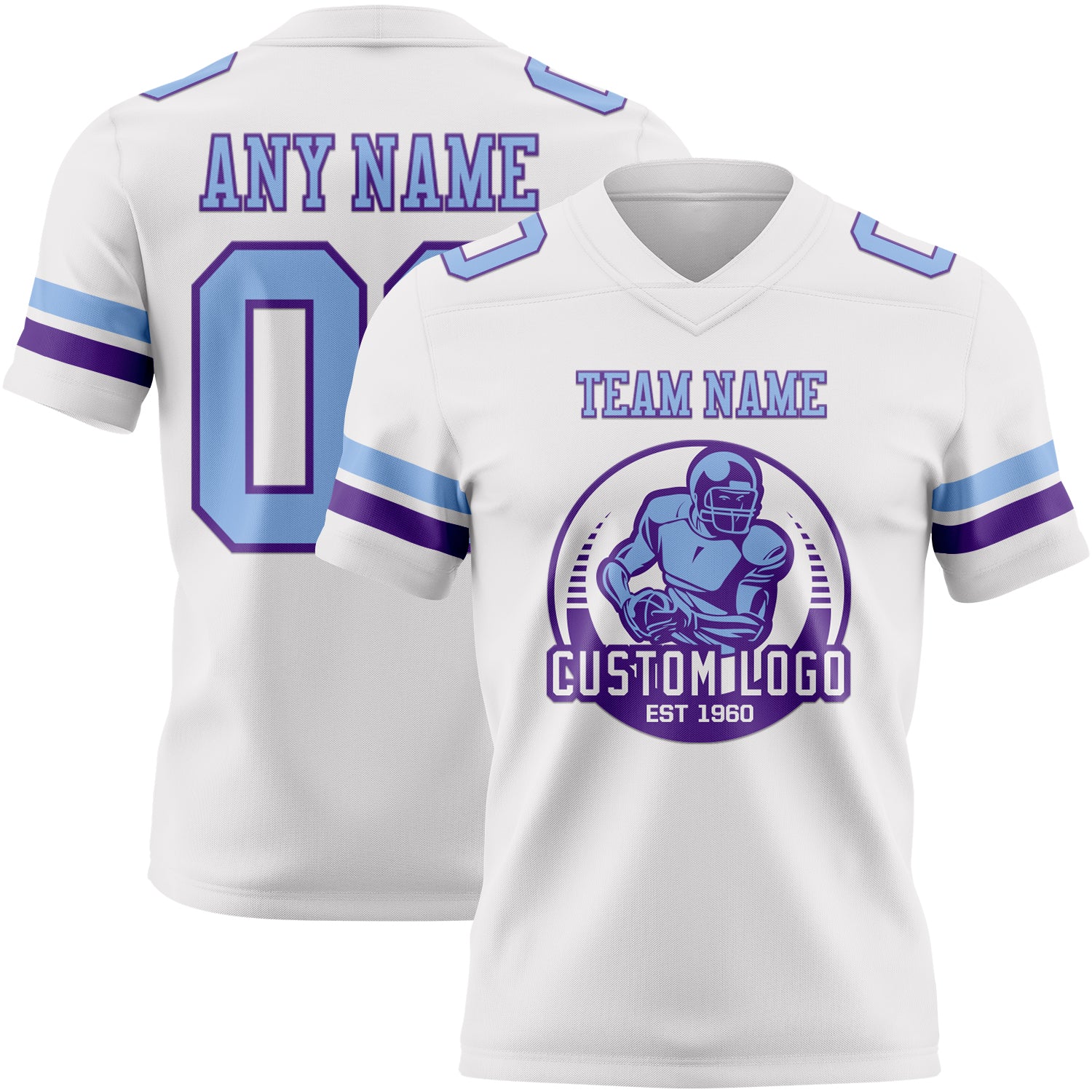 Custom White Light Blue-Purple Authentic Football Jersey - Image 2