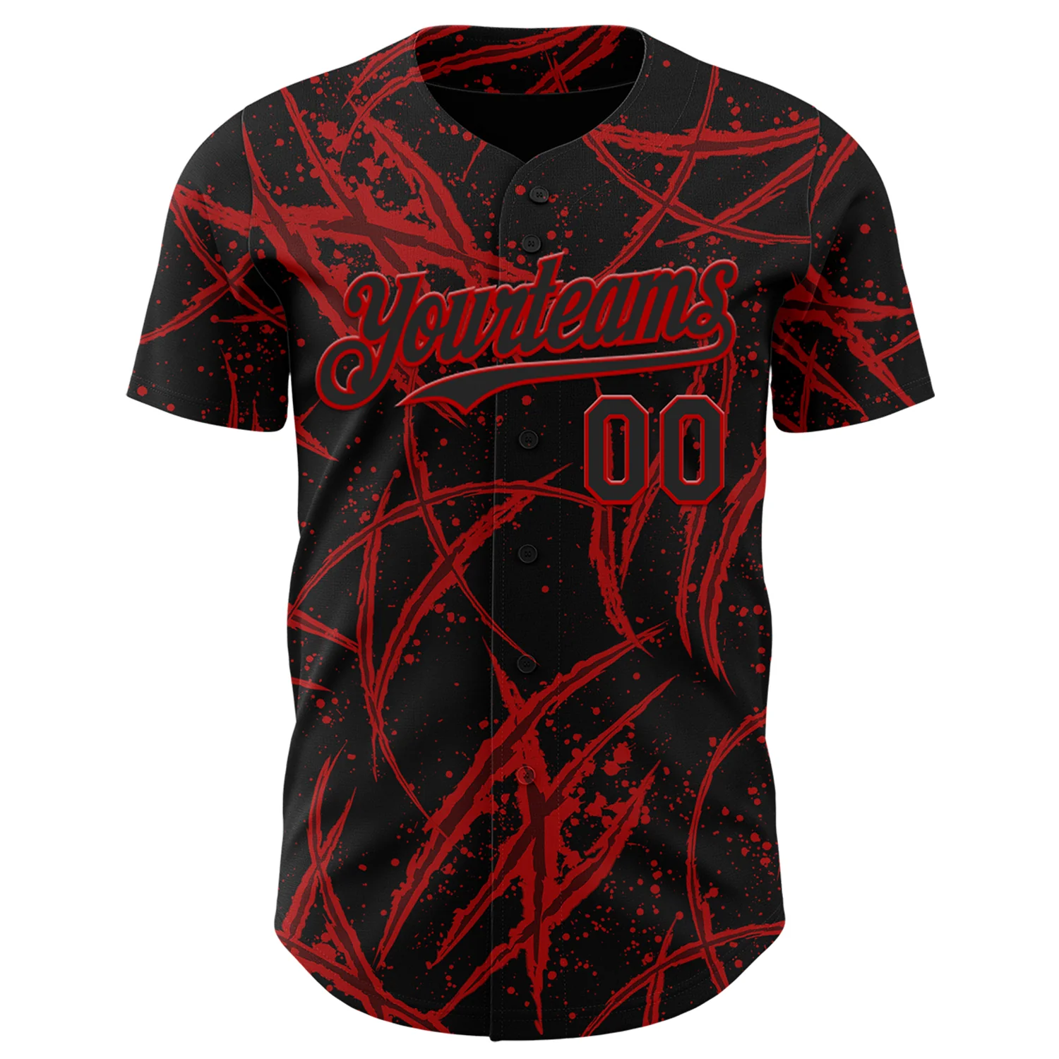 Custom Black Red 3D Halloween Horror Night Trick Treat Party Costume Ideas Authentic Baseball Jersey - Image 2